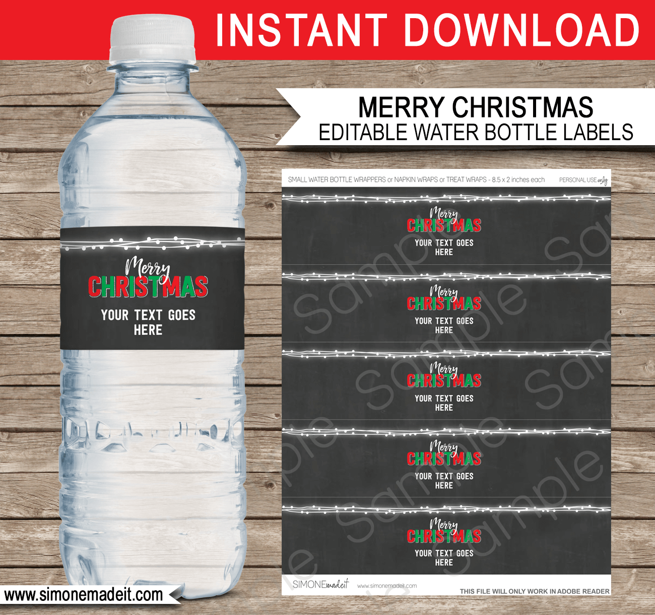 Christmas Water Bottle Labels Template Printable Christmas Decorations