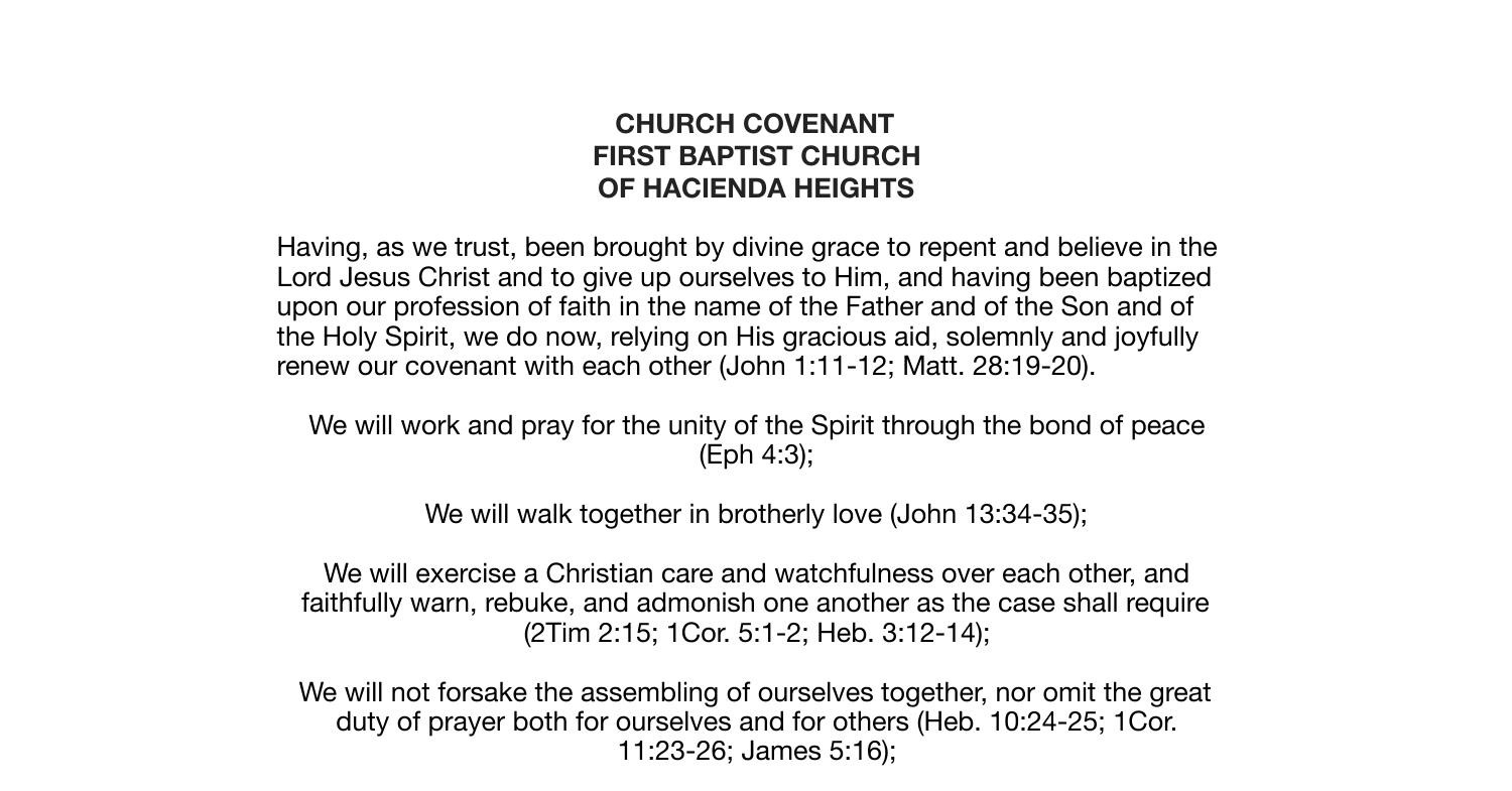 Printable Baptist Church Covenant