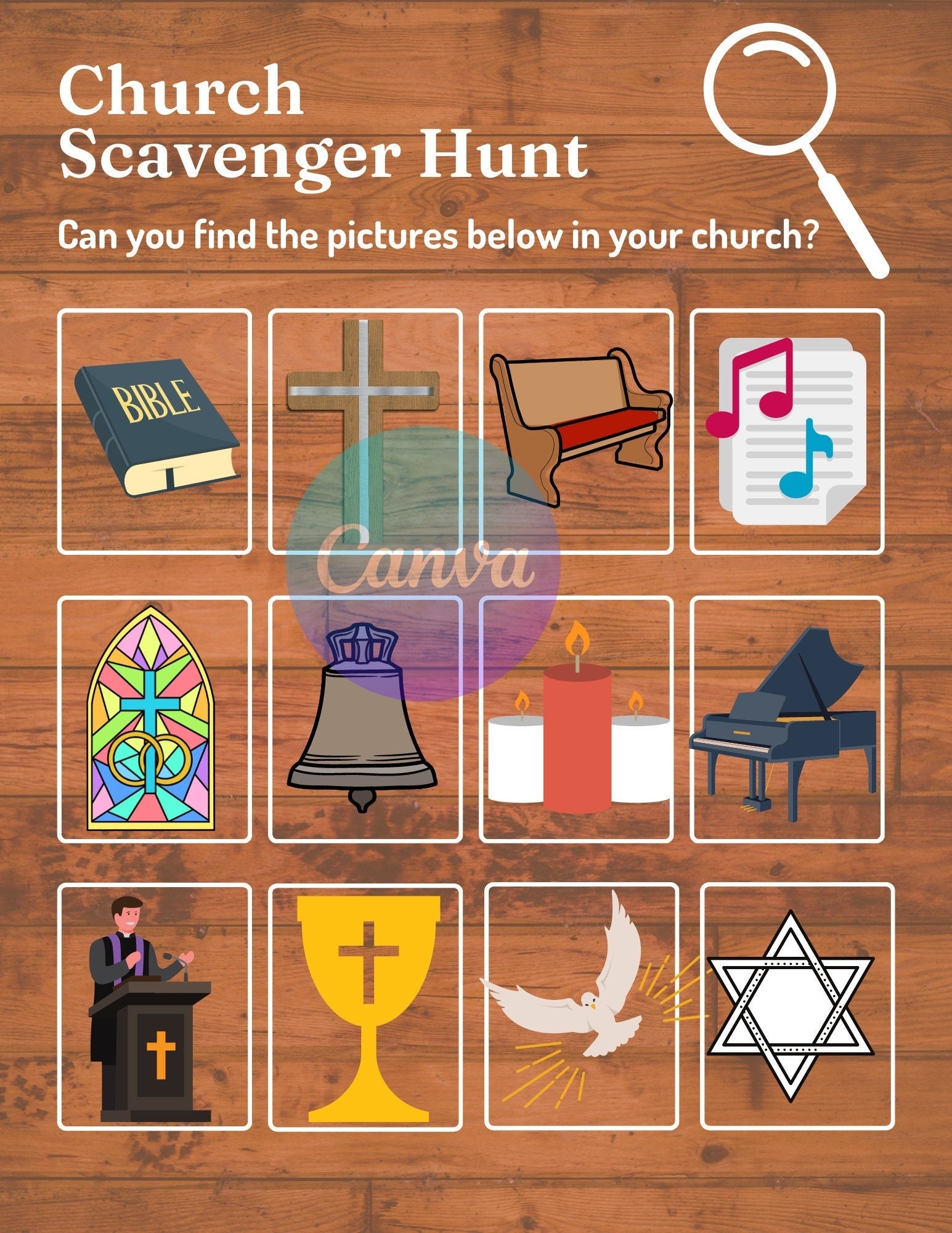 Church Scavenger Hunt Printable Download Digital Kids Vacation Bible School Sunday Game Etsy
