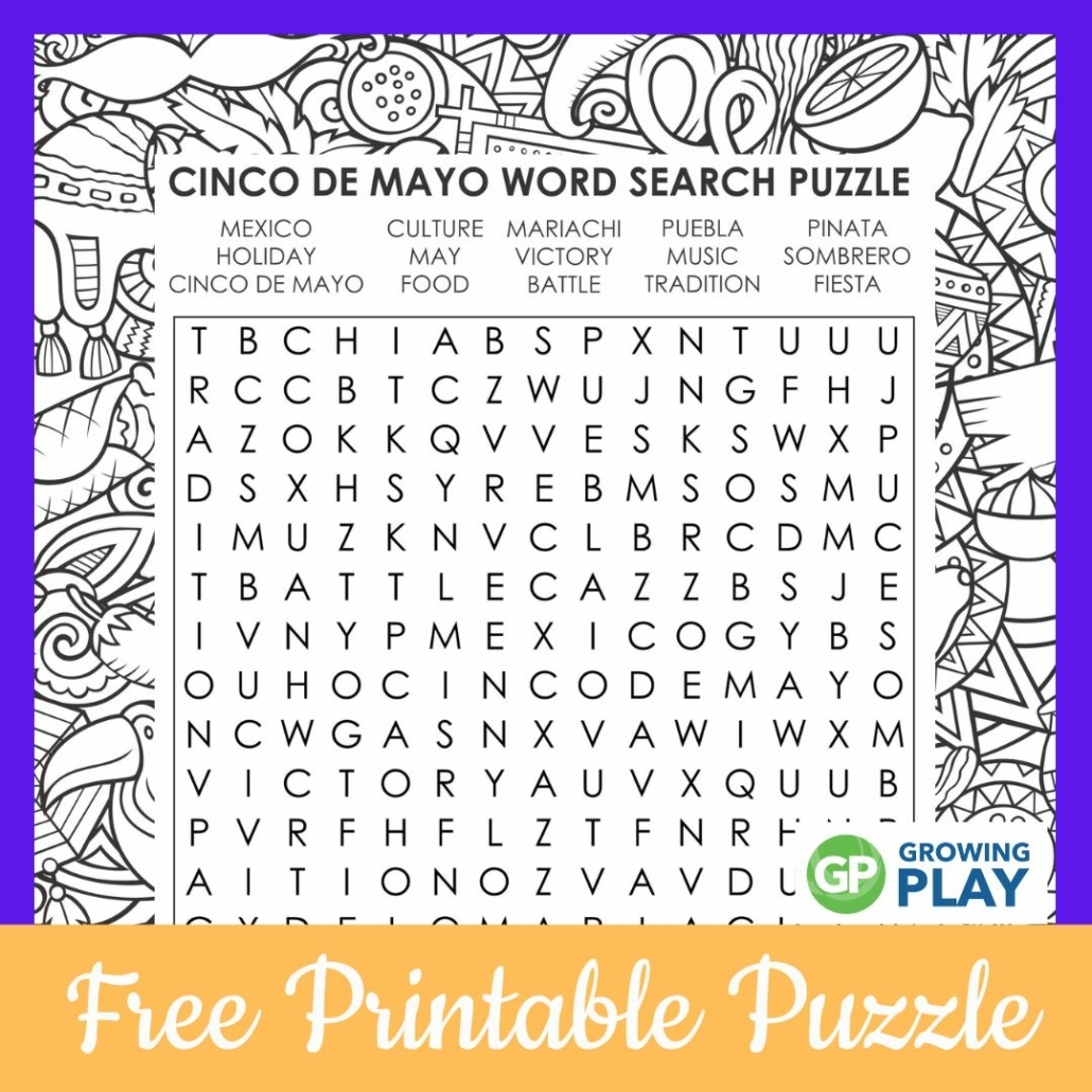 Cinco De Mayo Word Search Free Printable Growing Play