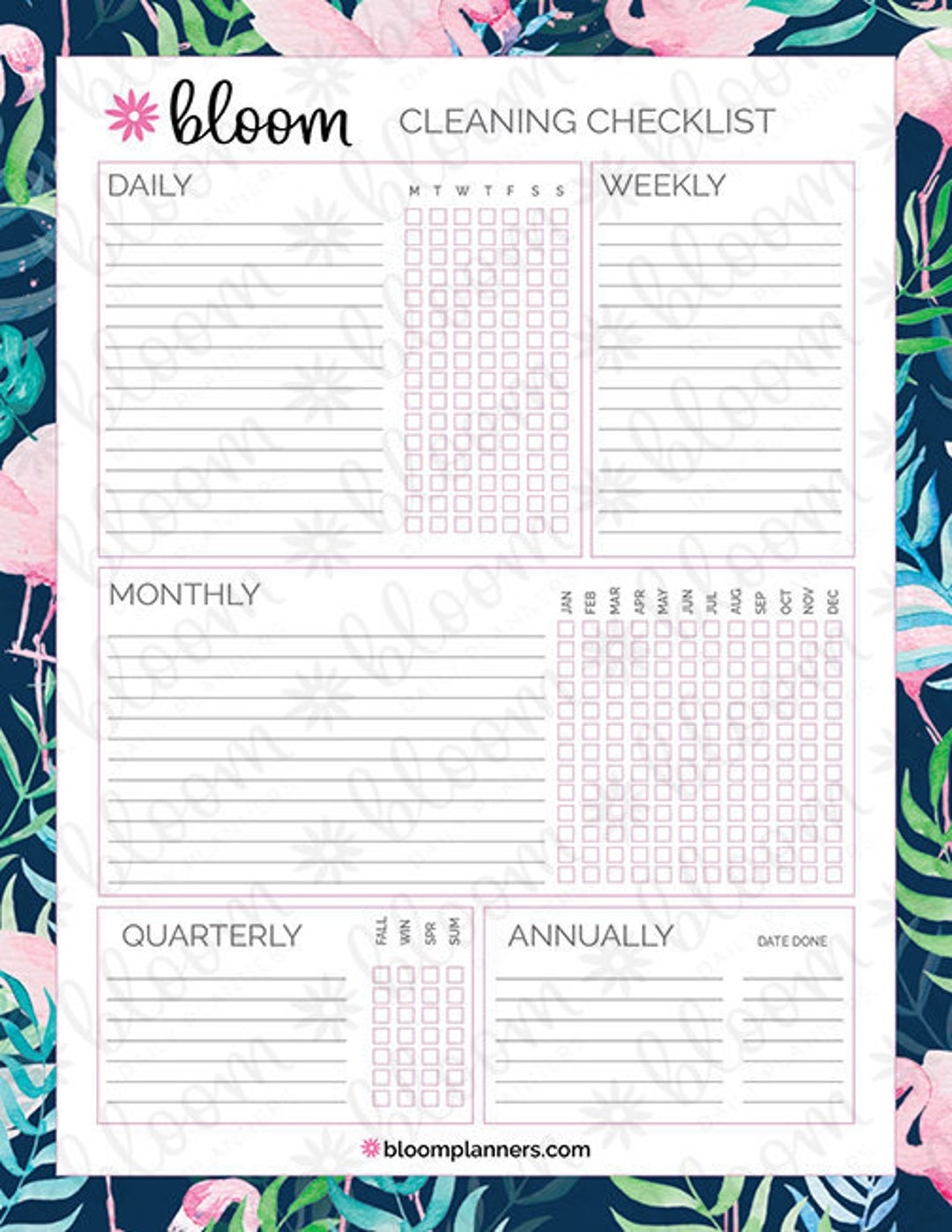 Cleaning Schedule Checklist Printable PDF Track Daily Weekly Monthly Quarterly And Annual Cleaning Tasks Instant Download Etsy