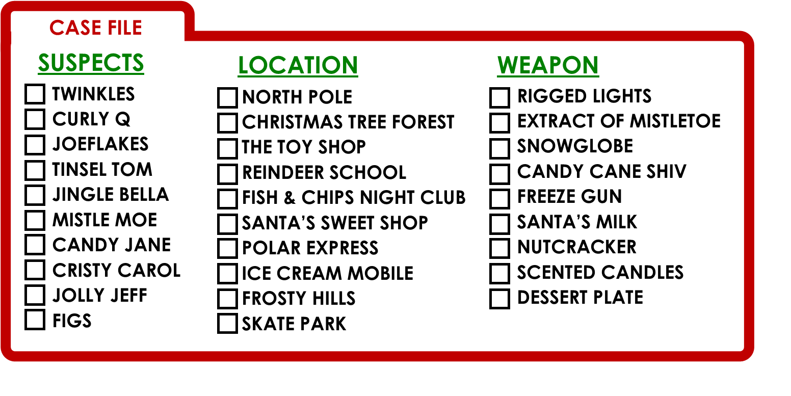 Clued In Murder Mystery Christmas Scavenger Hunt Printable Party Game 