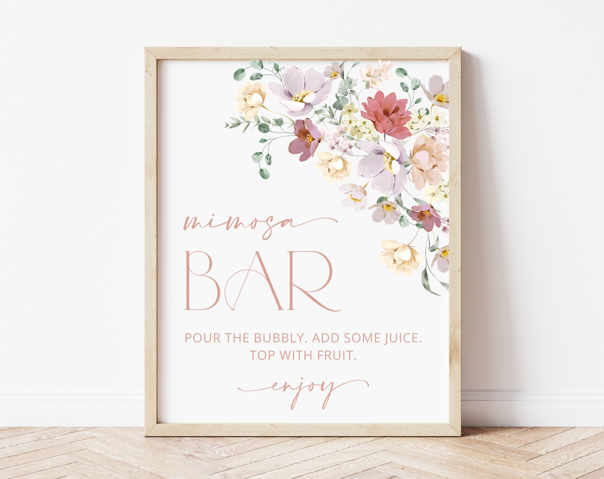 Colorful Flowers Mimosa Bar Sign Bridal Shower Sign Party Sign