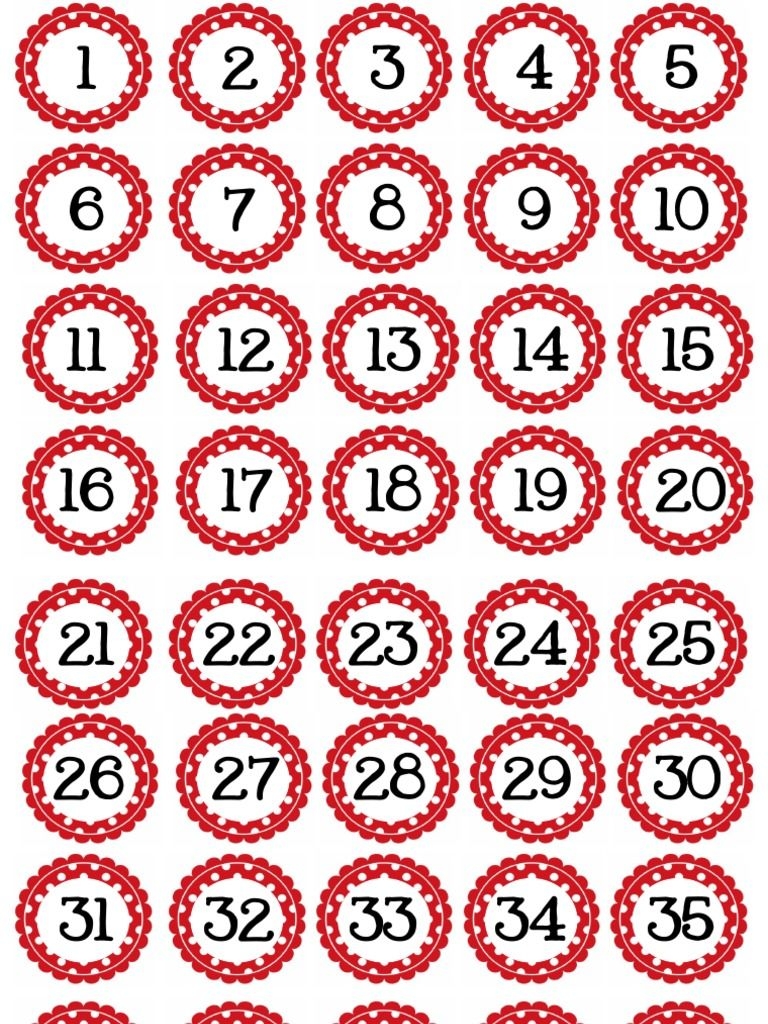 Colorful Polka Dot Numbers 1 40