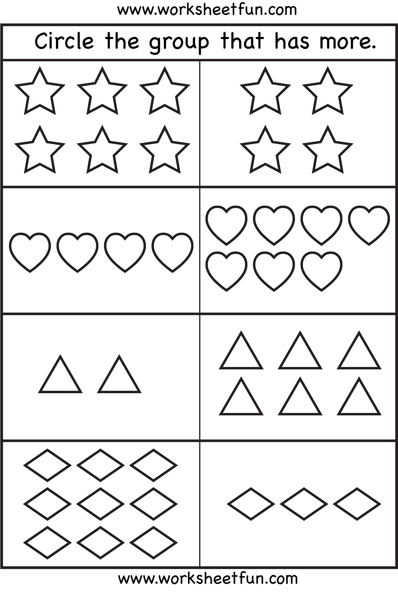 Comparison Worksheets More Or Less 4 Worksheets Kindergarten Math Worksheets Preschool Math Worksheets Kindergarten Math Worksheets Free