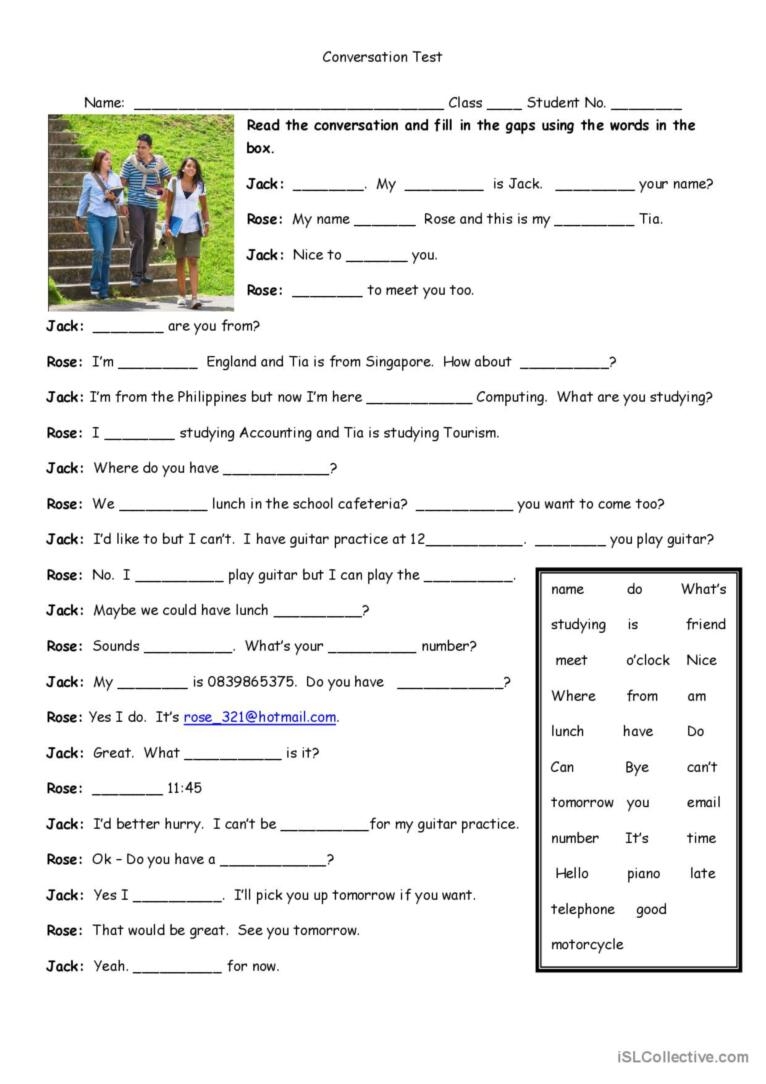 Speaking Worksheets Printable For Adults