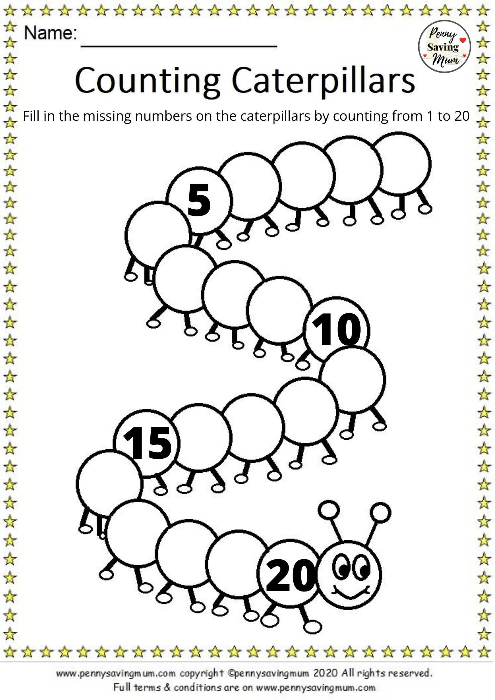 Counting Caterpillars Maths Worksheets Penny Saving Mum 530 Math Activities Preschool Preschool Math Worksheets Kids Worksheets Preschool