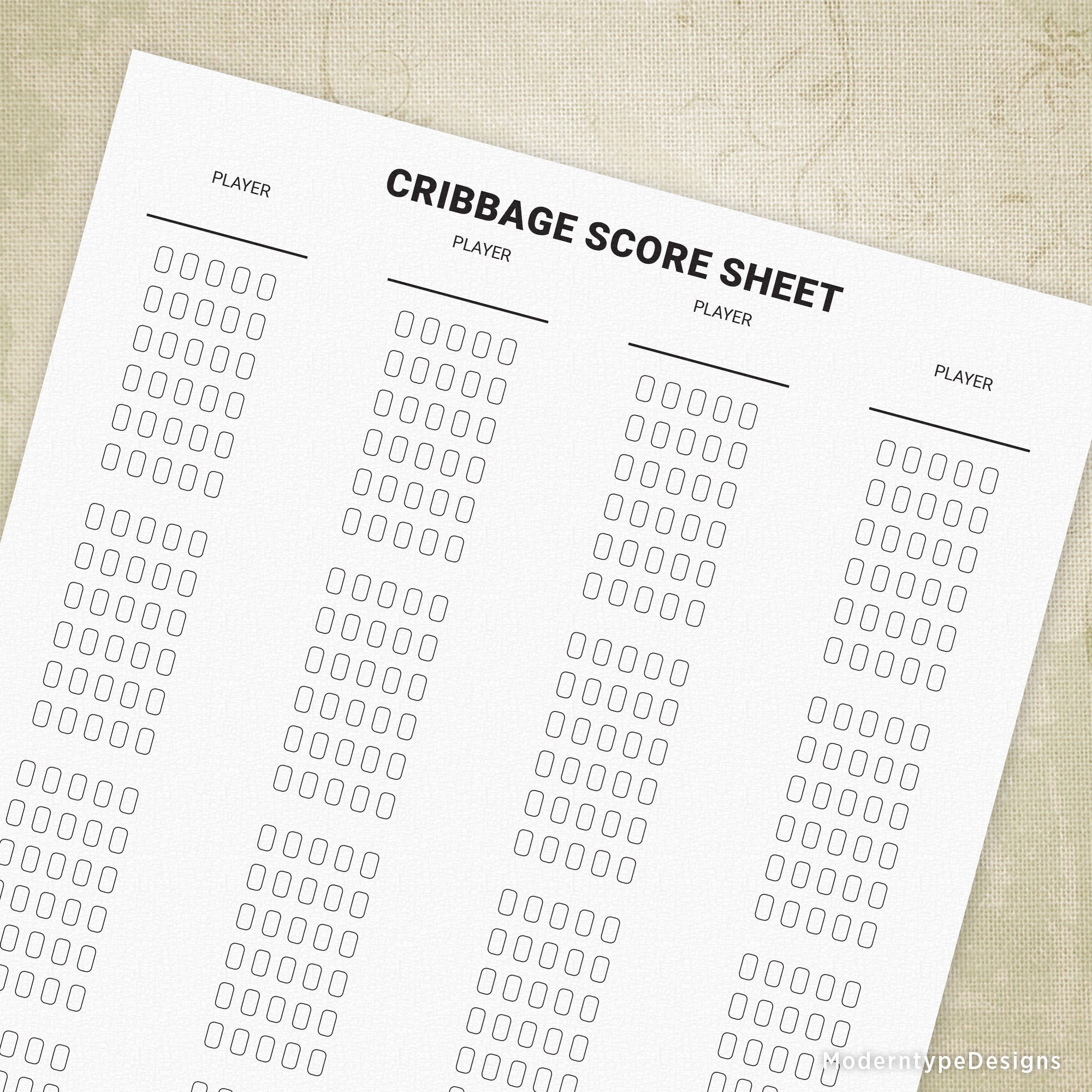 Cribbage Game Score Sheets Printable Chart Digital Download Gam007 Etsy