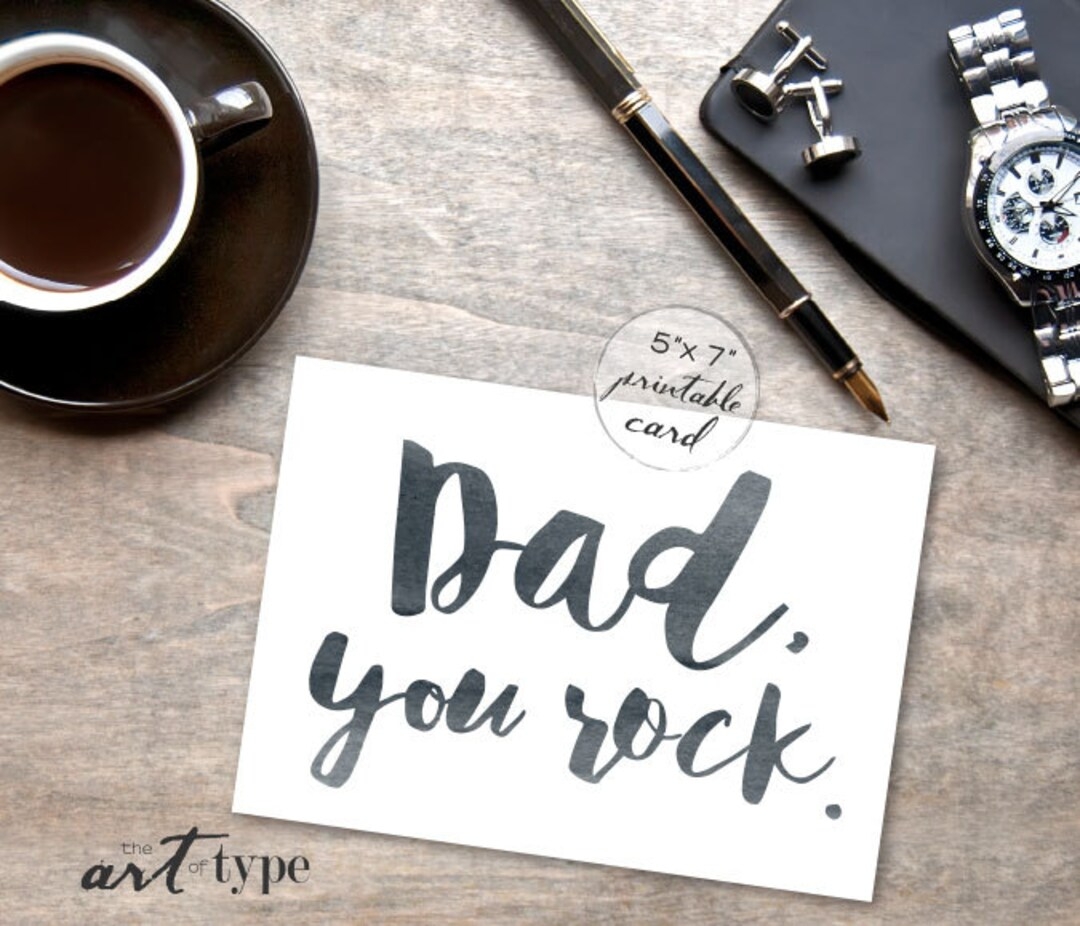 Dad You Rock Birthday Day Card INSTANT Download 5x7 PRINTABLE Card Father s Day Watercolor Dad Greeting Card Father Minimalist DIY Etsy