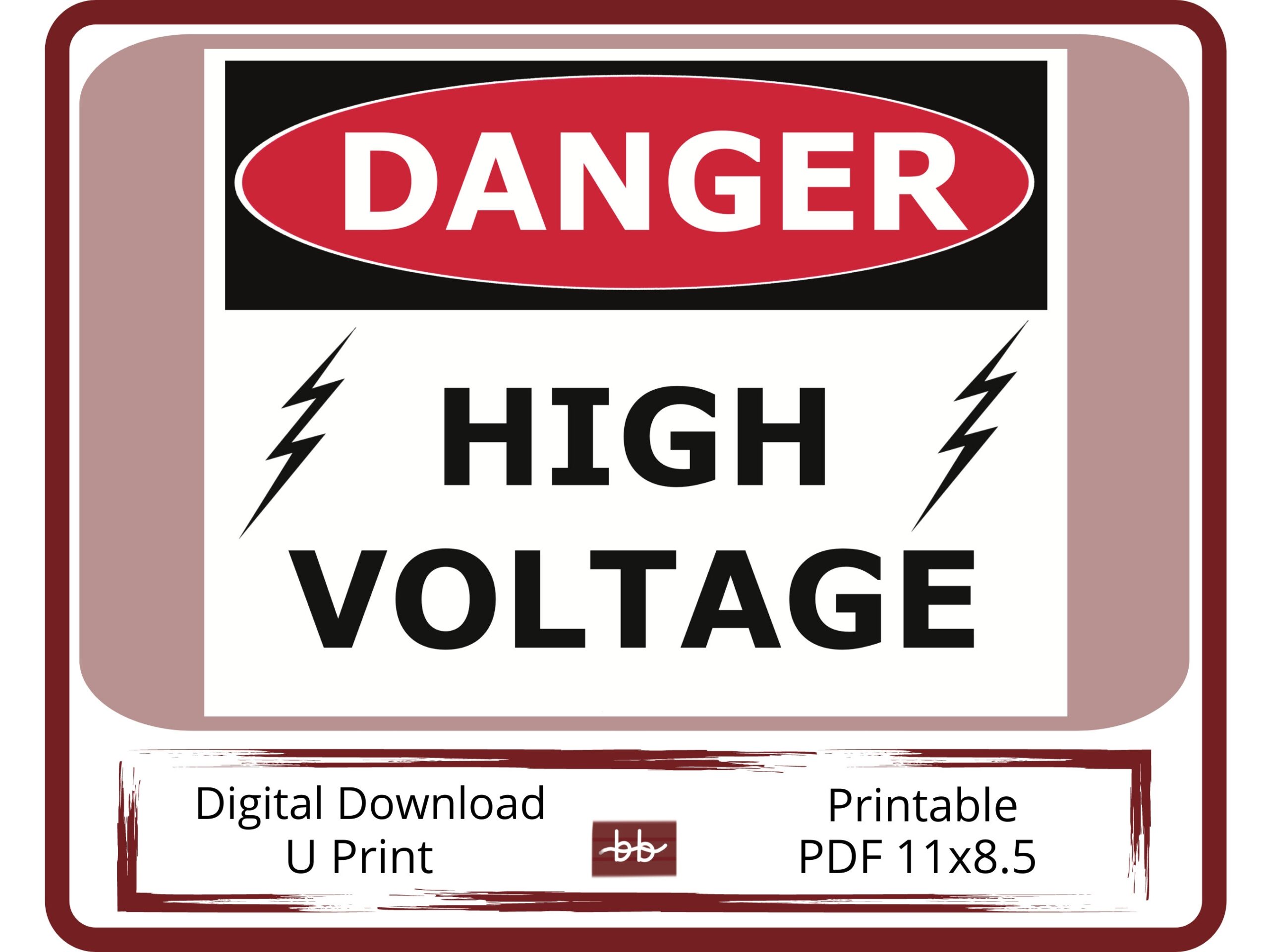 DANGER High Voltage Sign 11 X 8 5 PDF Digital Download print From Home Or Office Instant Office Supplies Etsy