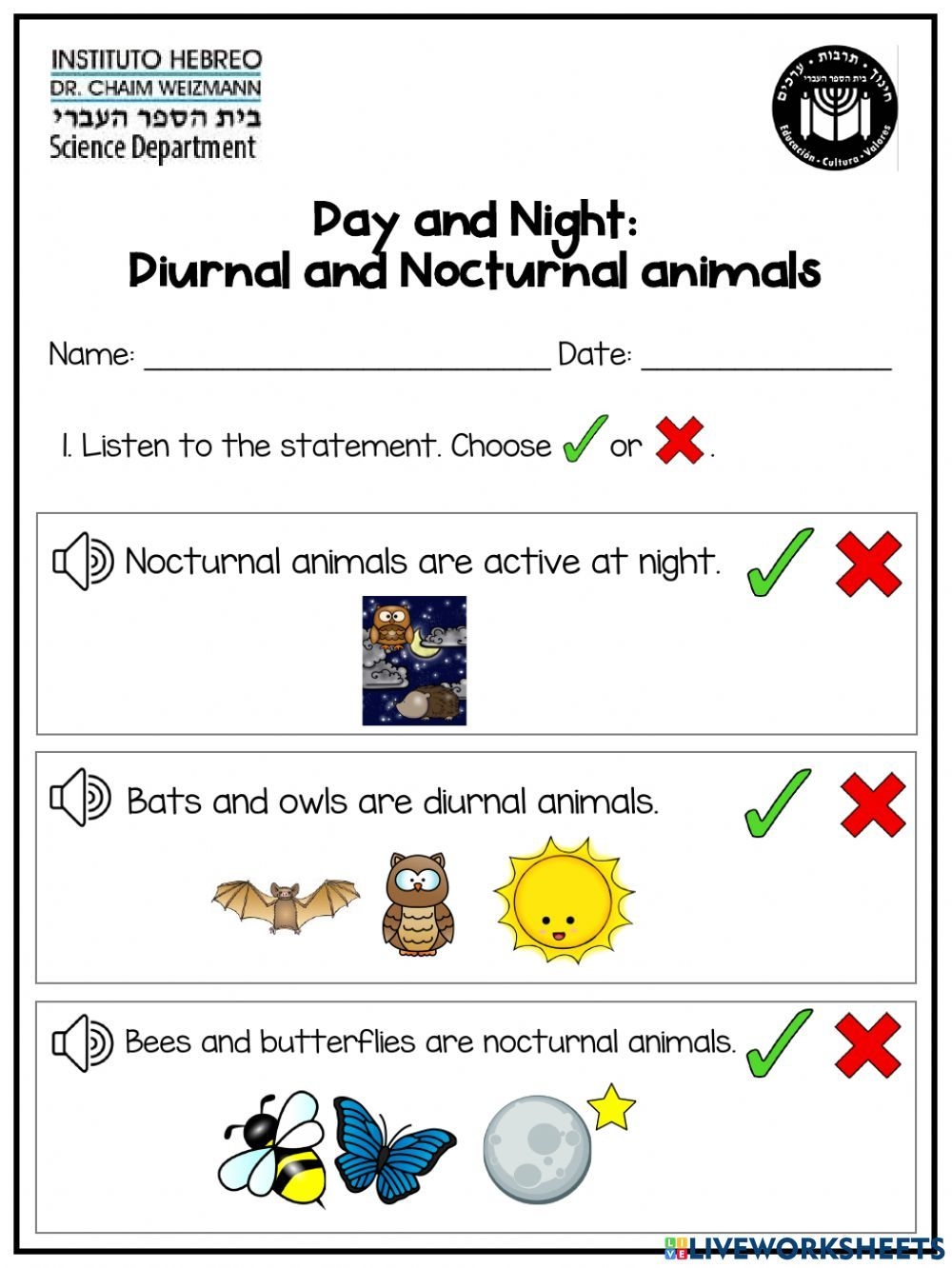Day And Night Diurnal And Nocturnal Animals Worksheet Animal Worksheets Diurnal Animals Nocturnal Animals