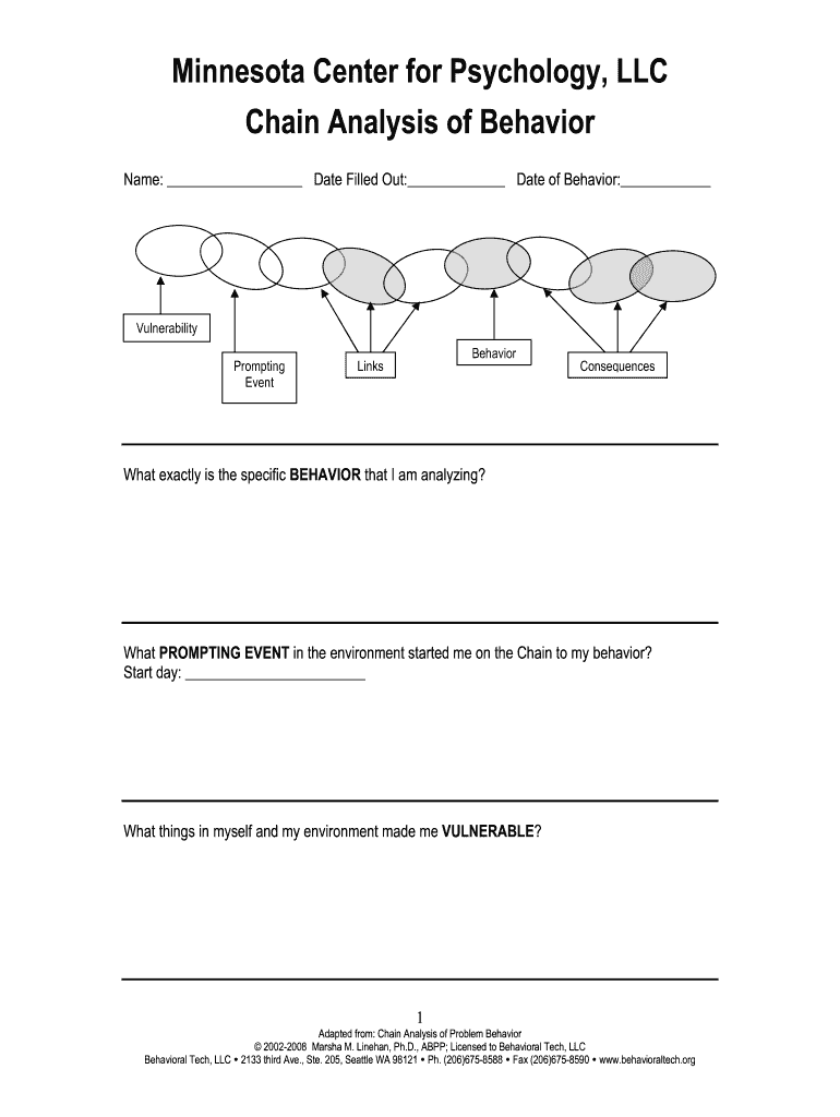 Dbt Chain Analysis Worksheet Fillable Fill Online Printable Fillable Blank PdfFiller