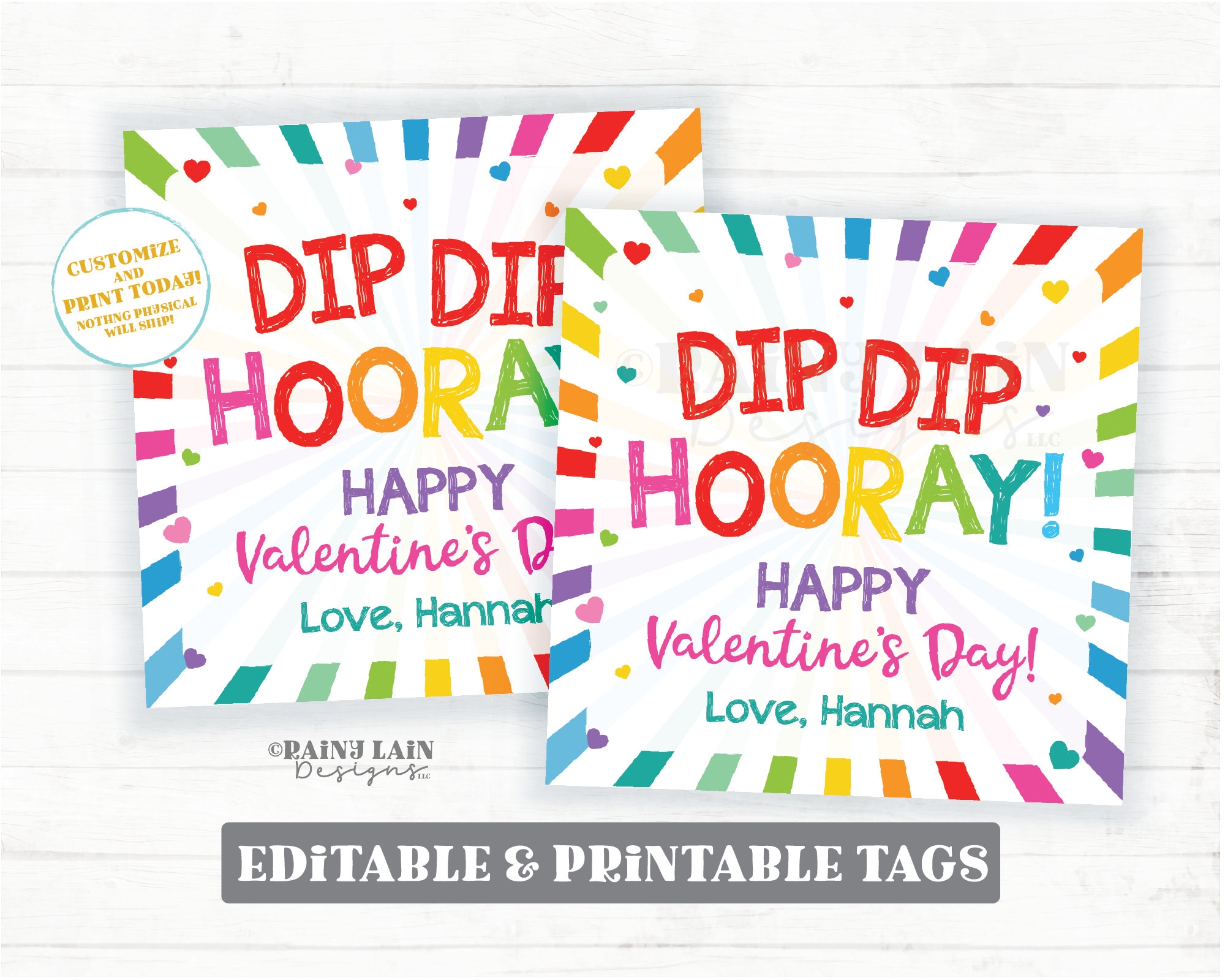 Dip Dip Hooray Tag Happy Valentine s Day Candy Dip Preschool Fun Classroom Printable Kids Candy Editable Easy Valentine Etsy