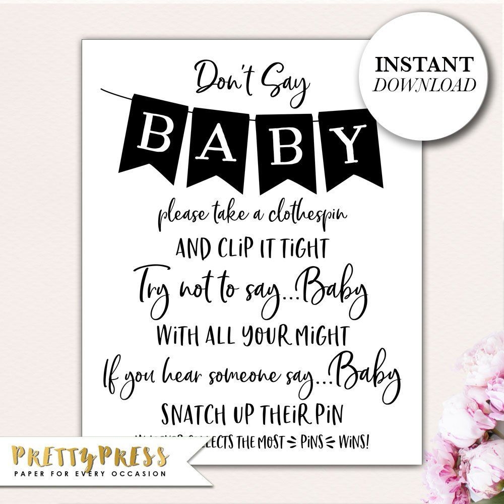 Don t Say Baby Game Baby Shower INSTANT DOWNLOAD Game Kraft Paper Baby Shower Game DIY Printable Baby Shower Sign Etsy Dont Say Baby Game Baby Games Baby Shower Signs