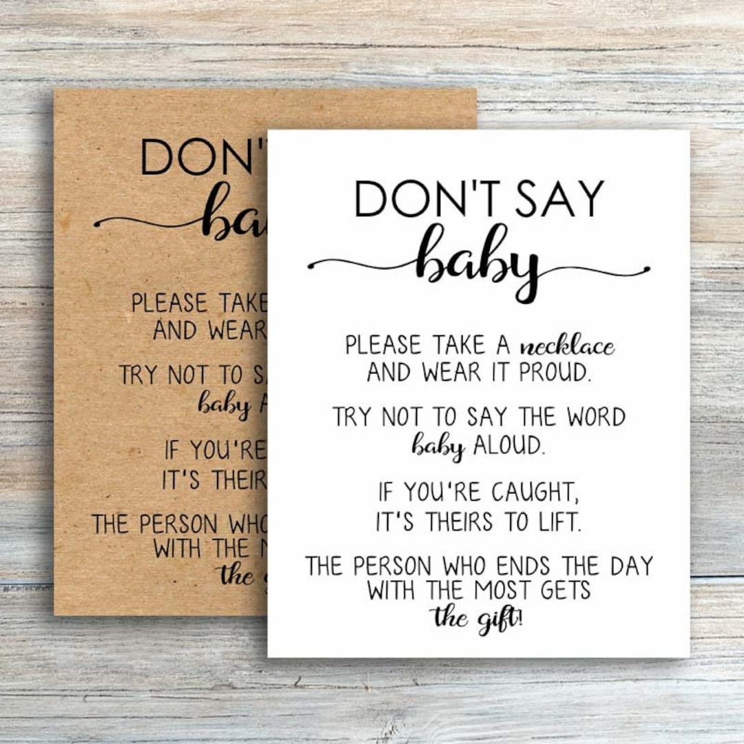 Don t Say Baby Game Don t Say Baby Printable Don t Say Baby Baby Shower Game Necklace Game Clothespins Game Sign kraft Baby Shower Games Etsy Norway