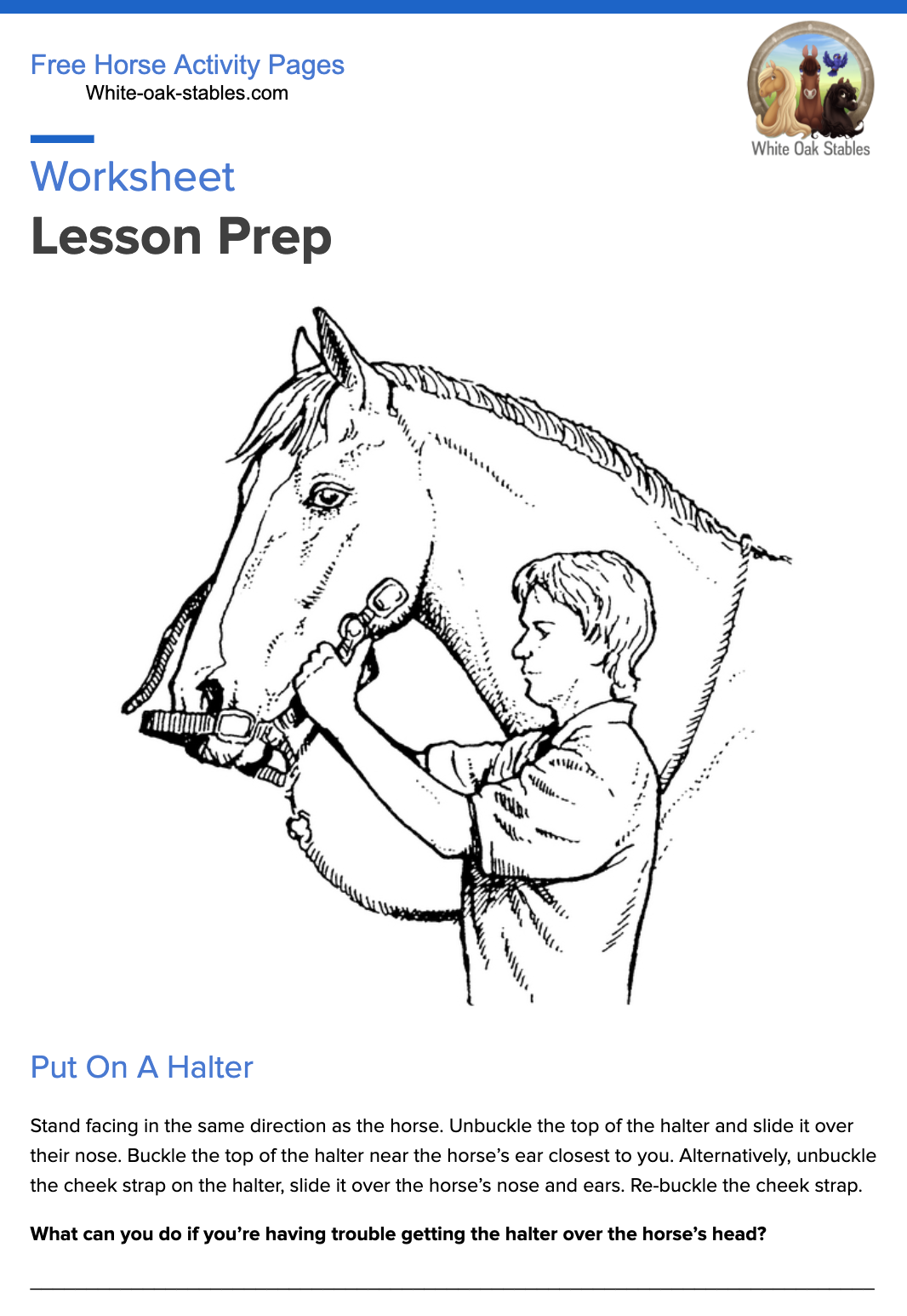 Pony Camp Horse Worksheets Printable