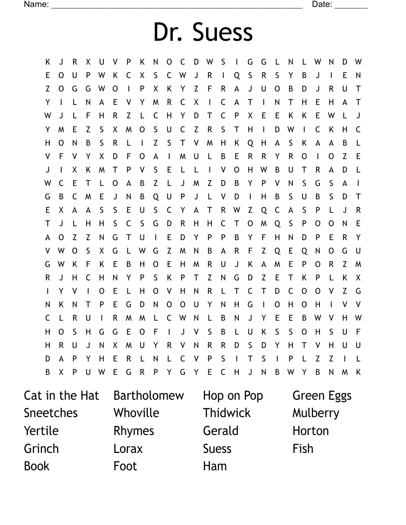 Dr Suess Word Search WordMint