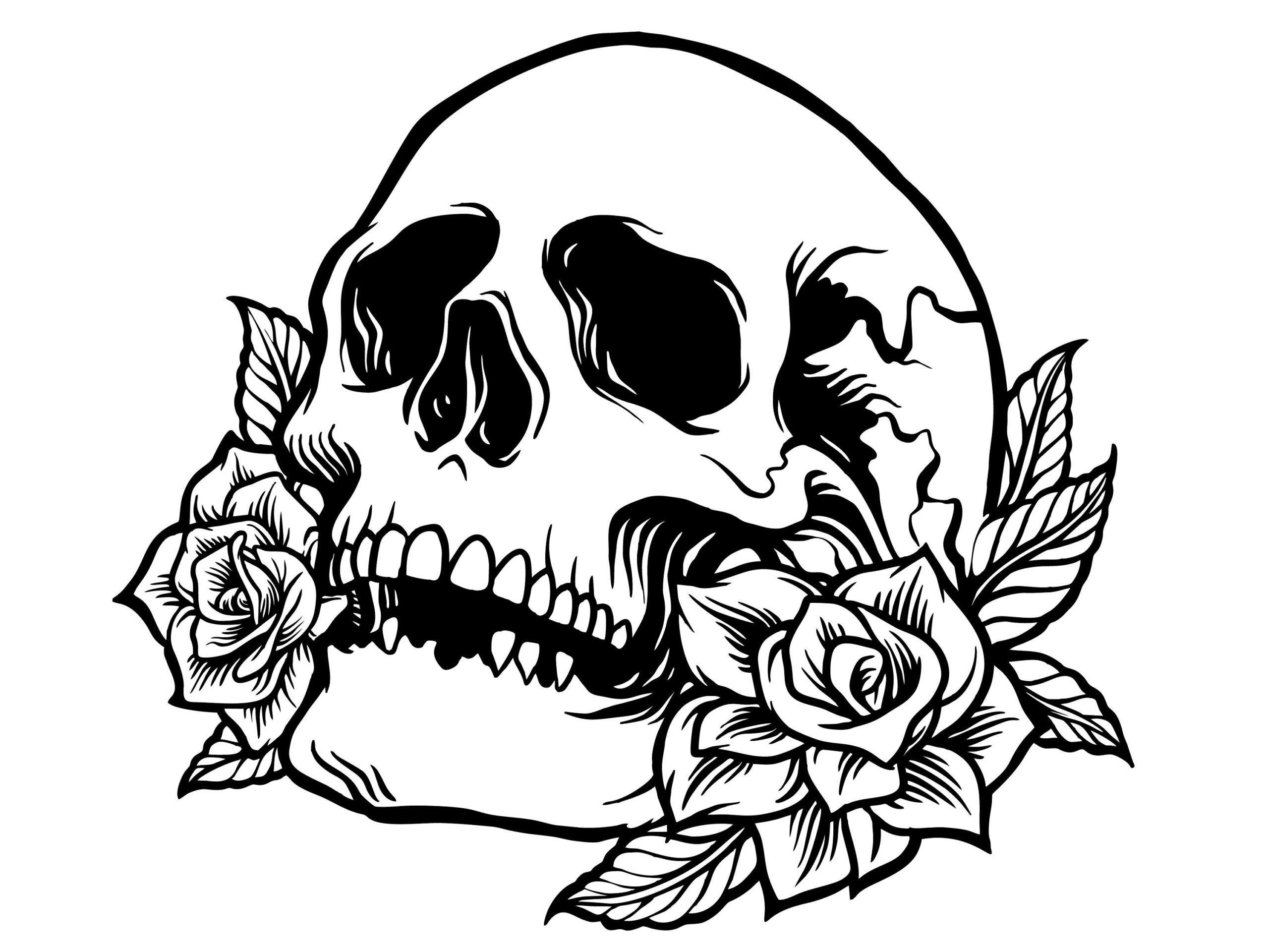 Drawn Skull With Roses floral tattoo Design cricut cut File file In Svg instant Download auto Cad tshirt Graphic printable stencil Etsy Sweden