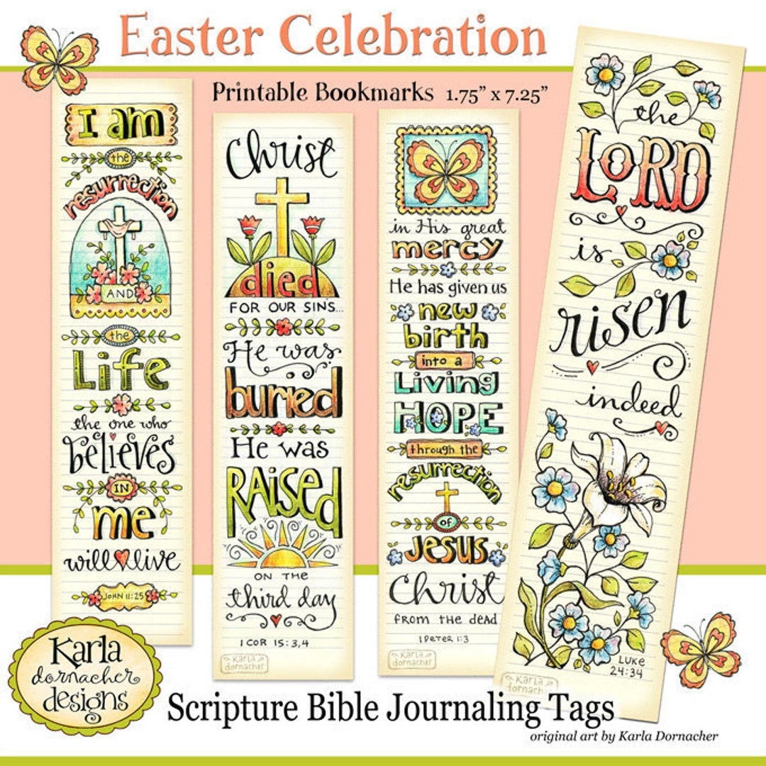 EASTER Bible Bookmarks Full Color Bible Journaling Tags INSTANT DOWNLOAD Scripture Digital Printable Download Christian Religious Etsy