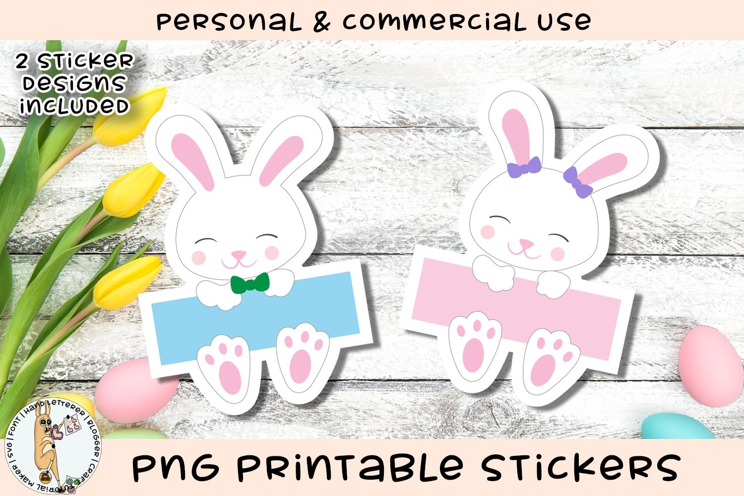 Easter Bunny Name Tag Easter Printable Stickers