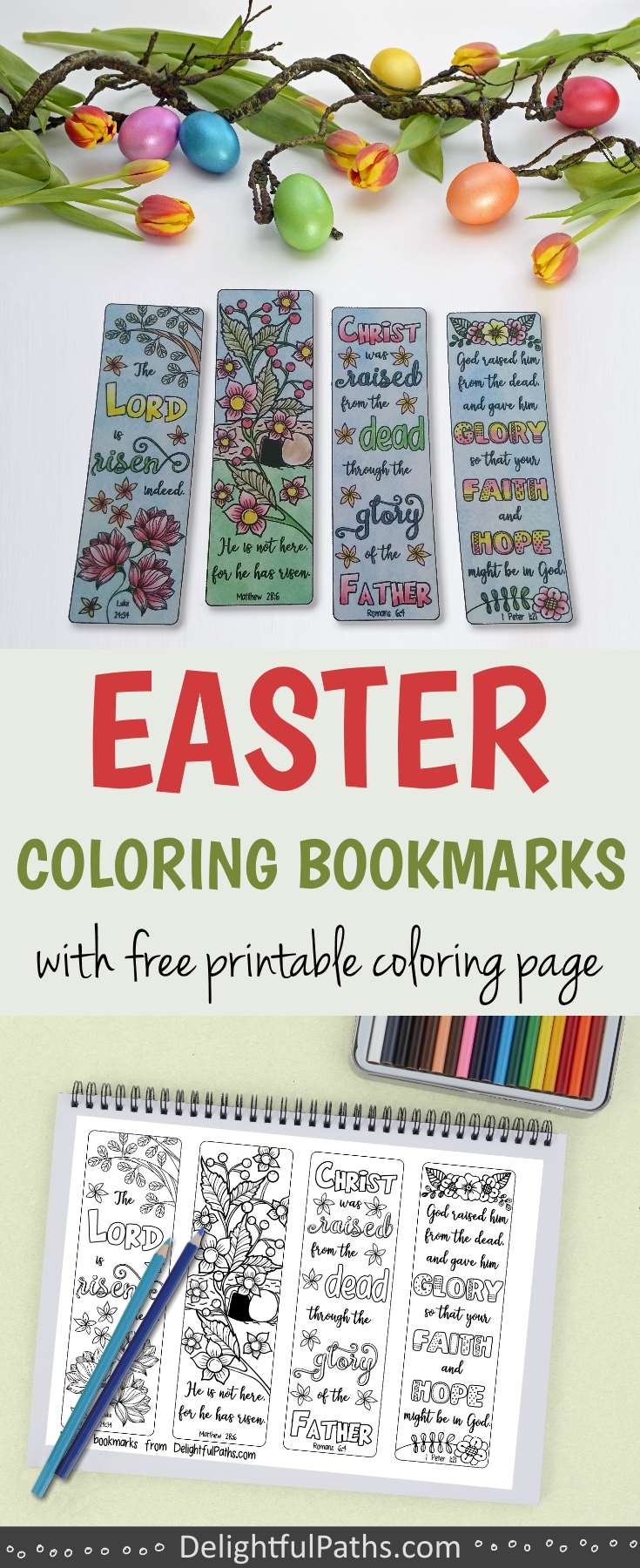 Easter Coloring Bookmarks With Bible Verses Delightful Paths