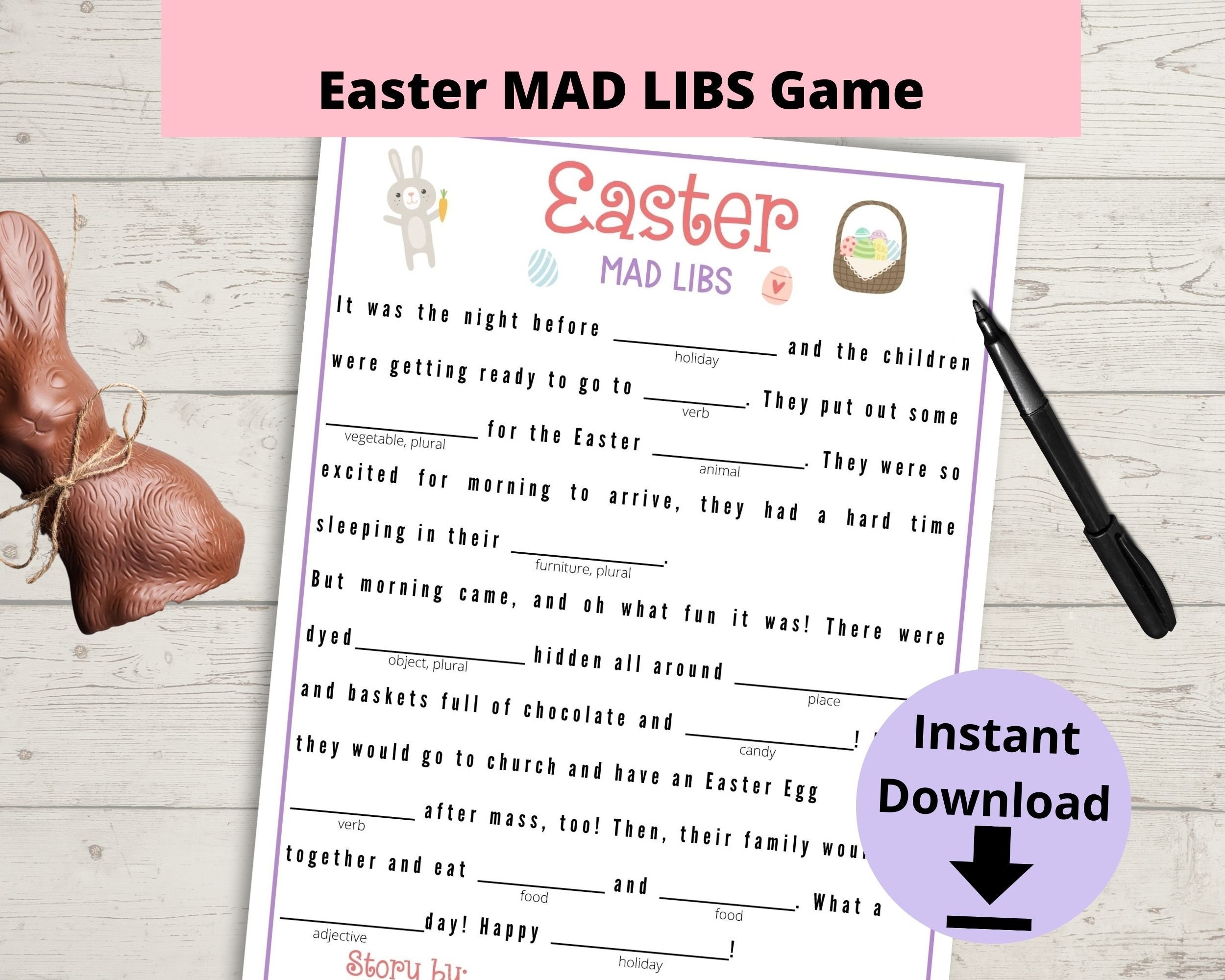 Easter Mad Lib Game Children s Easter Party Game Kids Madlibs For Easter Sunday Egg Hunt Etsy Hong Kong