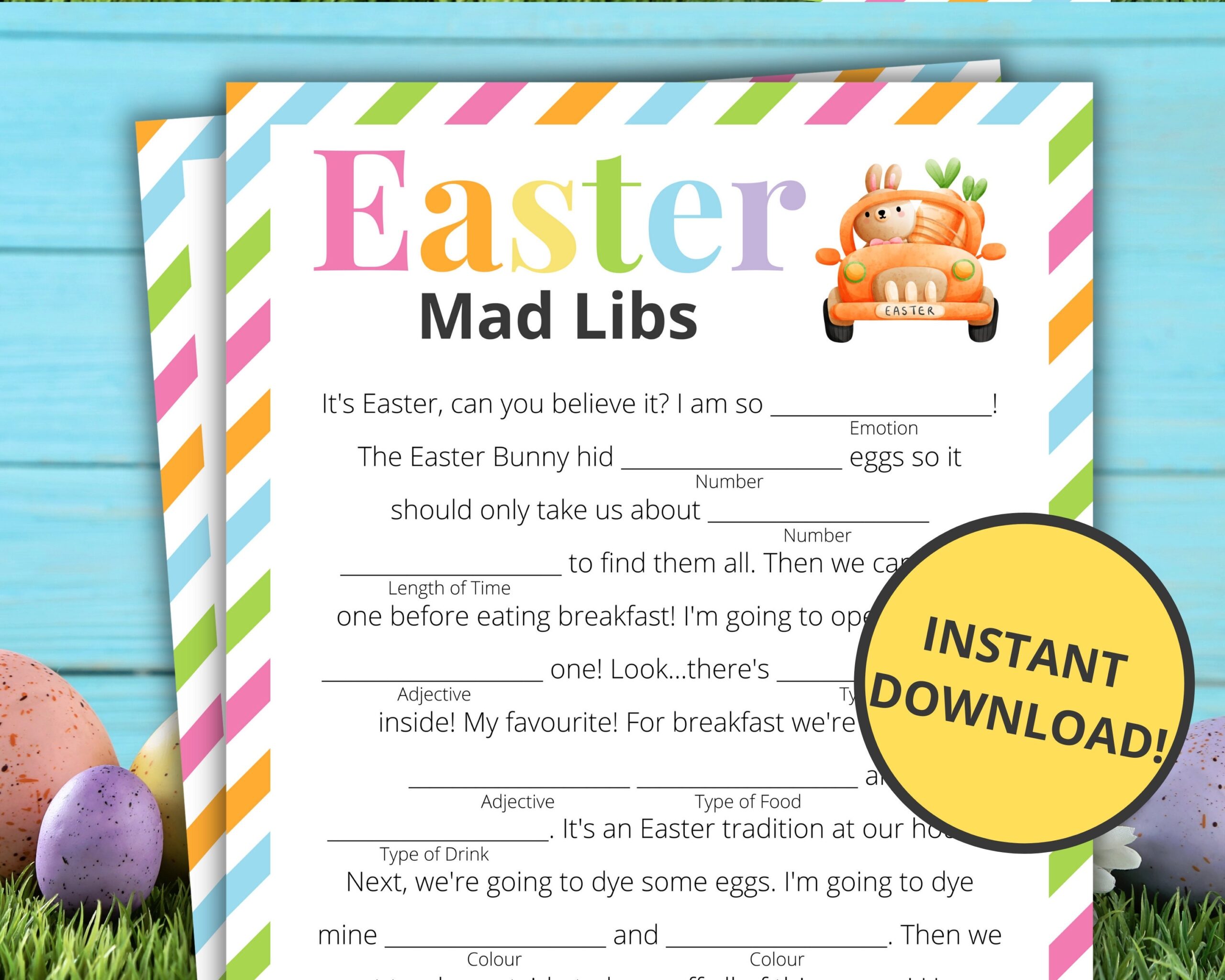 Easter Mad Libs Printable Easter Game Easter Activity For Kids And Adults Easter Party Game Family Game Classroom Game Etsy