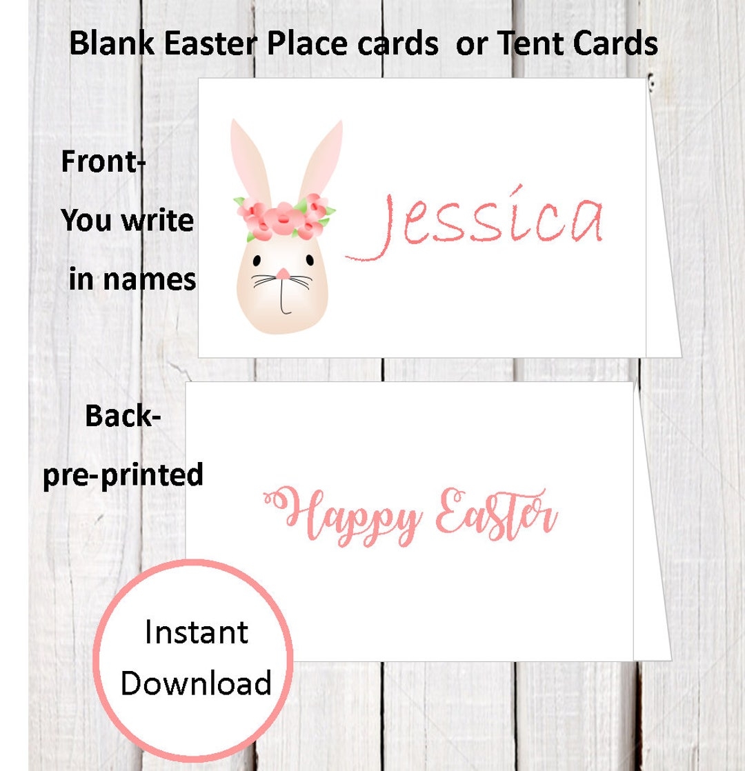 Easter Place Cards Floral Bunny Ears Place Card Easter Table Tent Card Rabbit Place Card Front Are Left Blank Cards Are 4 X 2 5 Folded Etsy