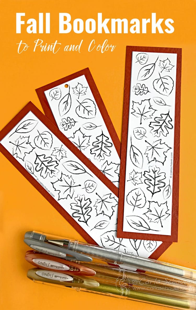 Easy Fall Leaf Printable Coloring Bookmarks Carla Schauer Designs