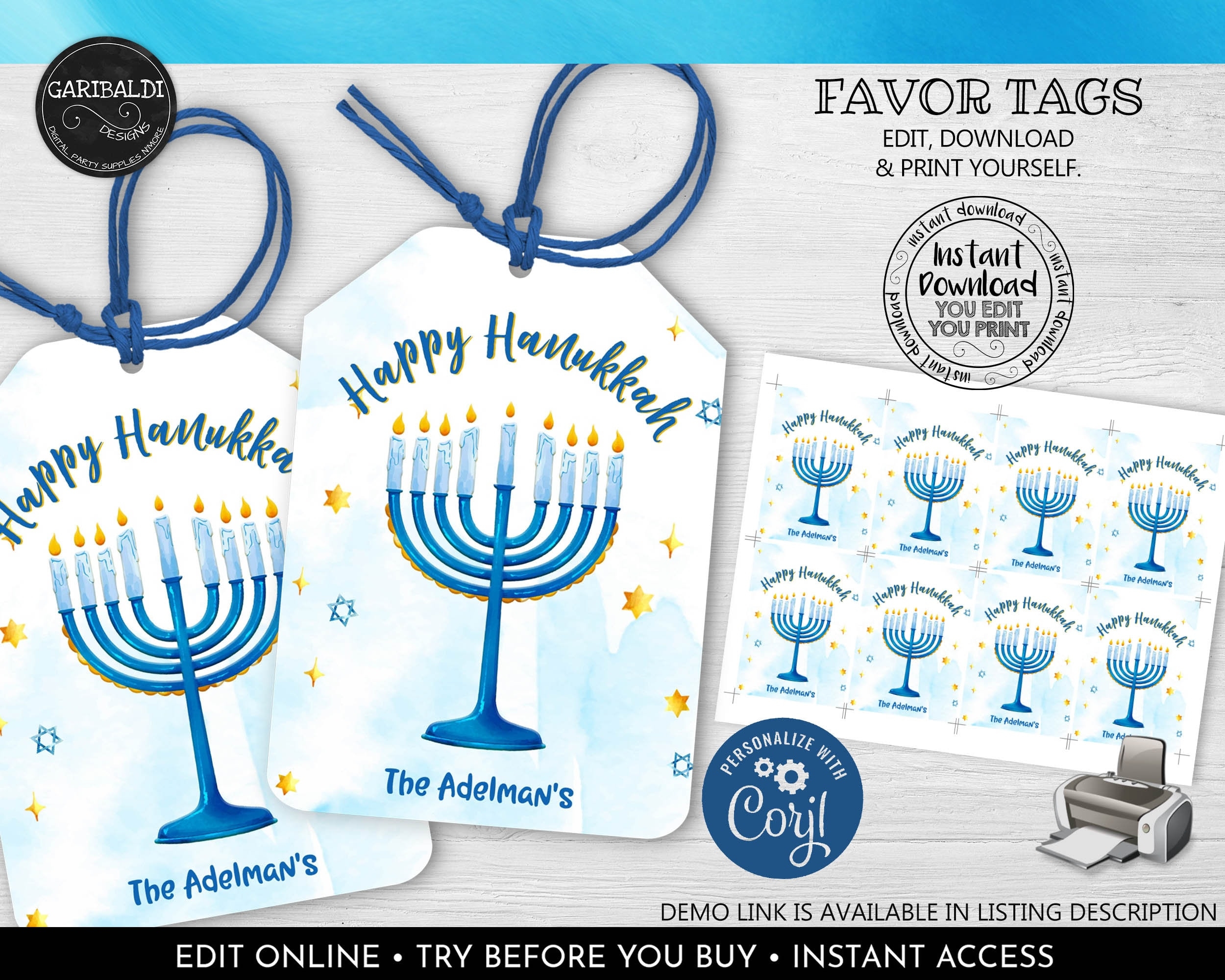 Hanukkah Gift Tags Printable