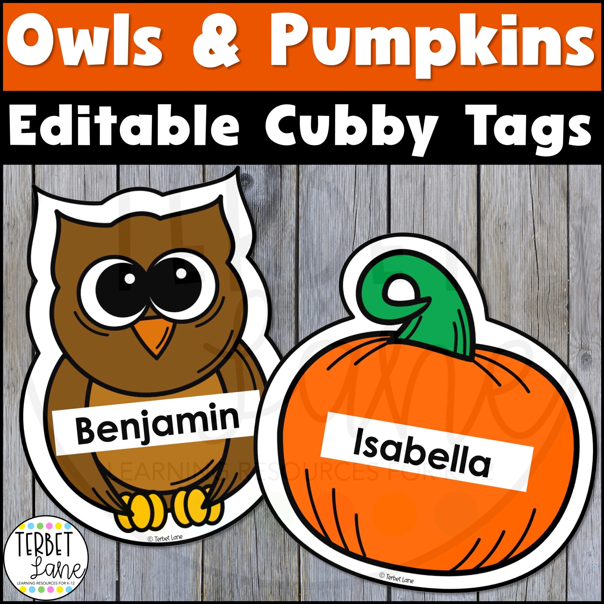 Editable Owls And Pumpkins Fall Cubby Tags Locker Labels Classful