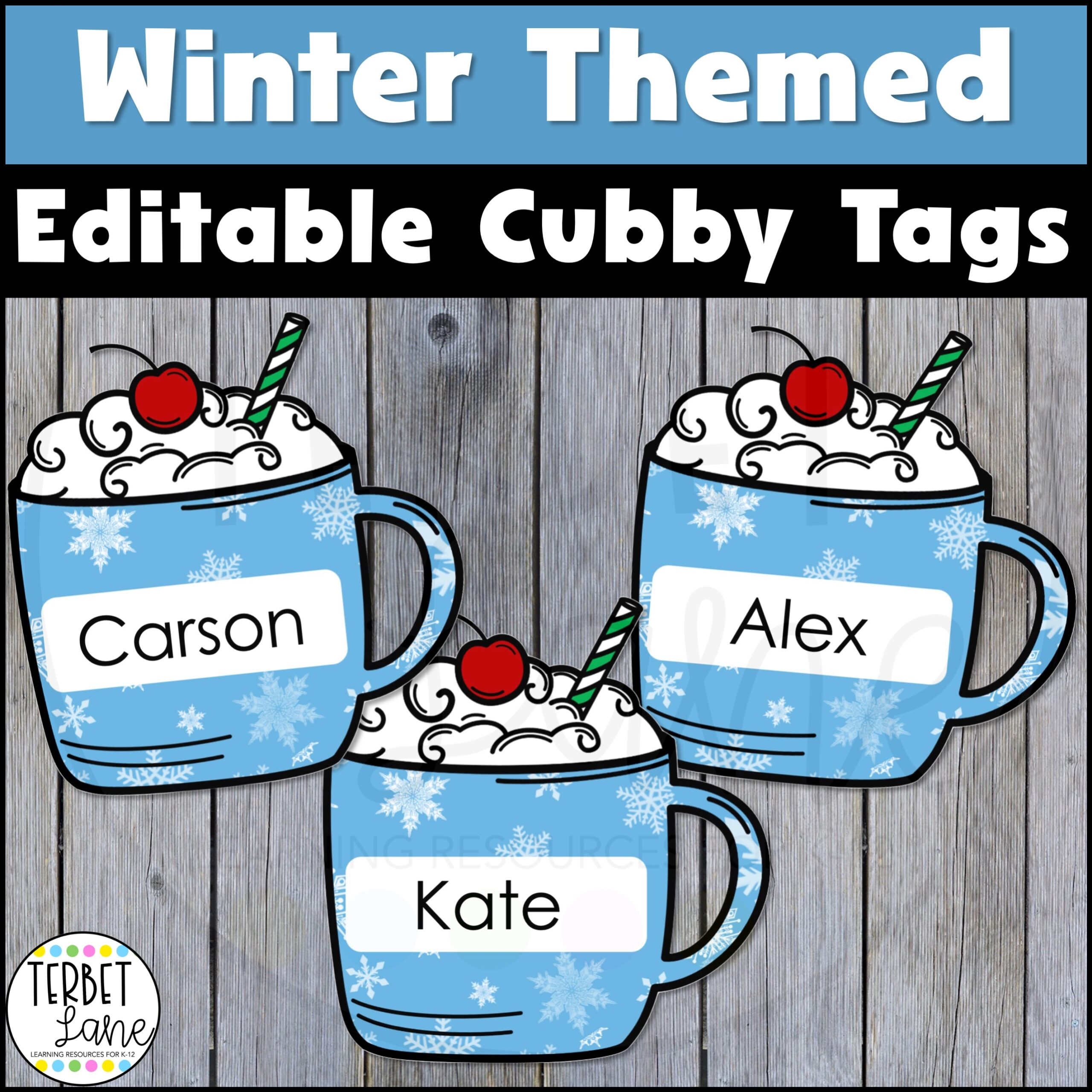 Editable Winter Cubby Tags Classful