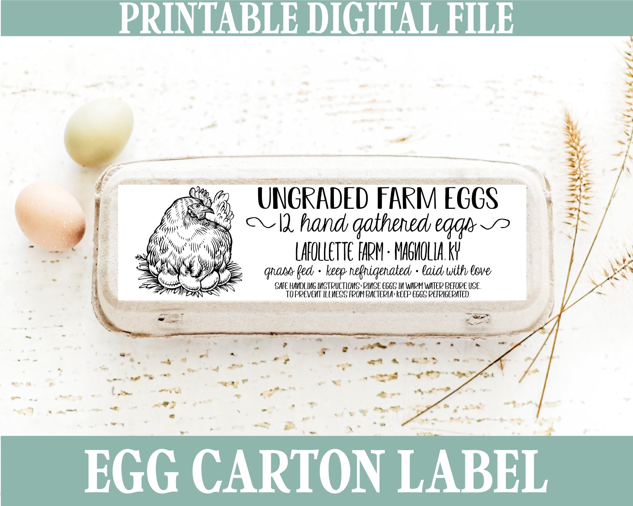 Egg Carton Label Digital Download Printable PDF JPEG And PNG Customize And Personalize Farmer s Market Labels Homestead Labels Etsy