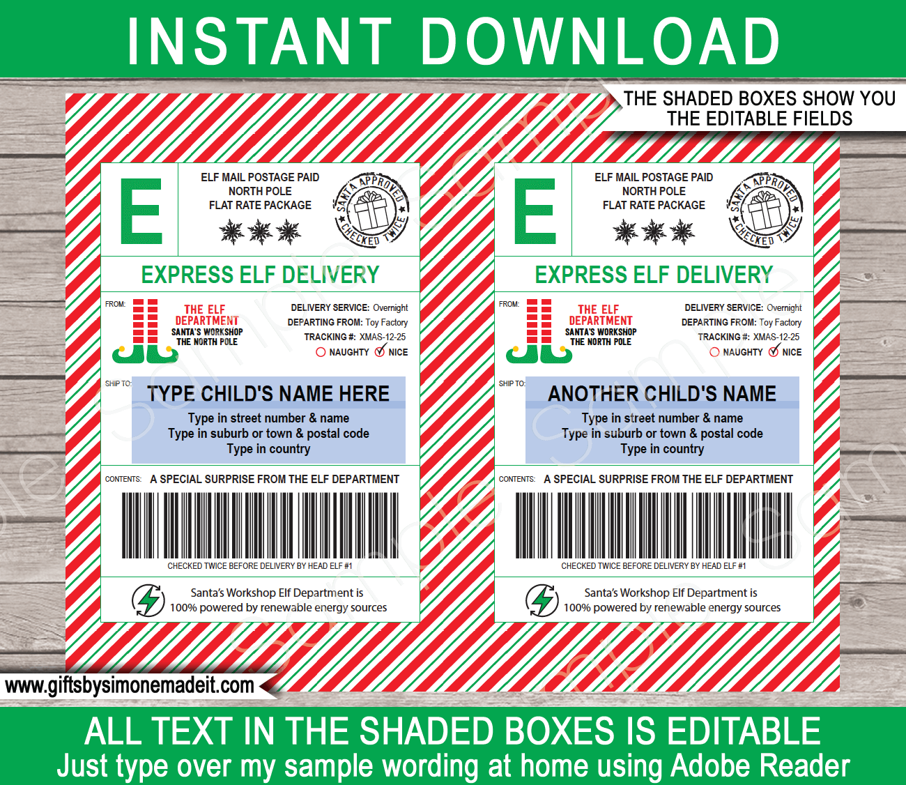 Elf Mail Shipping Labels Template Large Printable North Pole Gift Tags