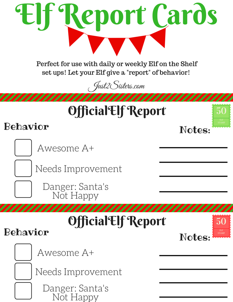 Elf On The Shelf Printable Report Card Elf Report Card Elf On The Self Elf On The Shelf