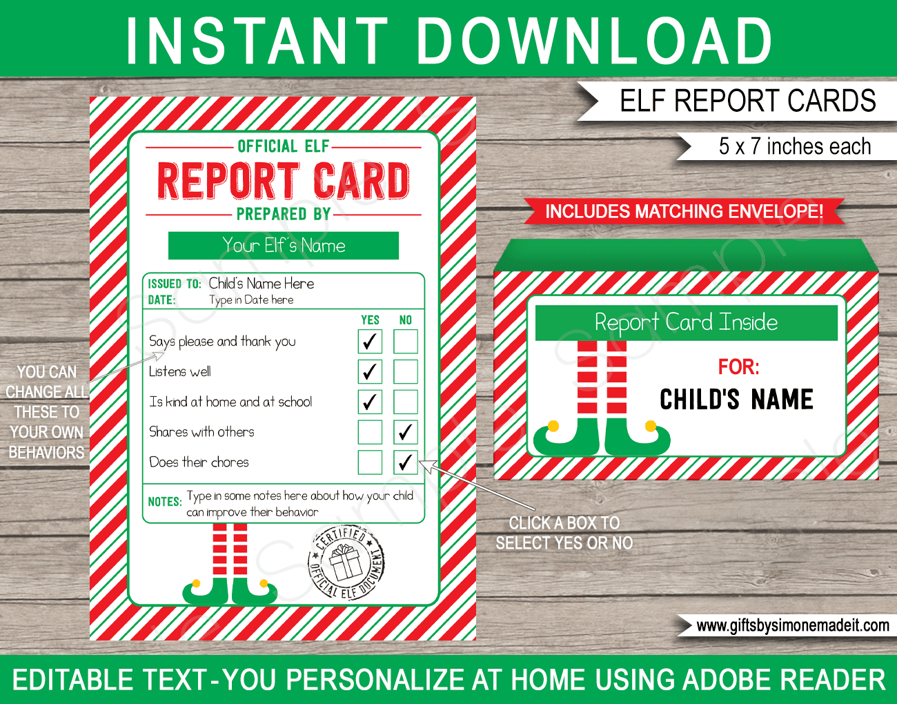 Elf On The Shelf Report Card Template Printable Elf Envelope North Pole