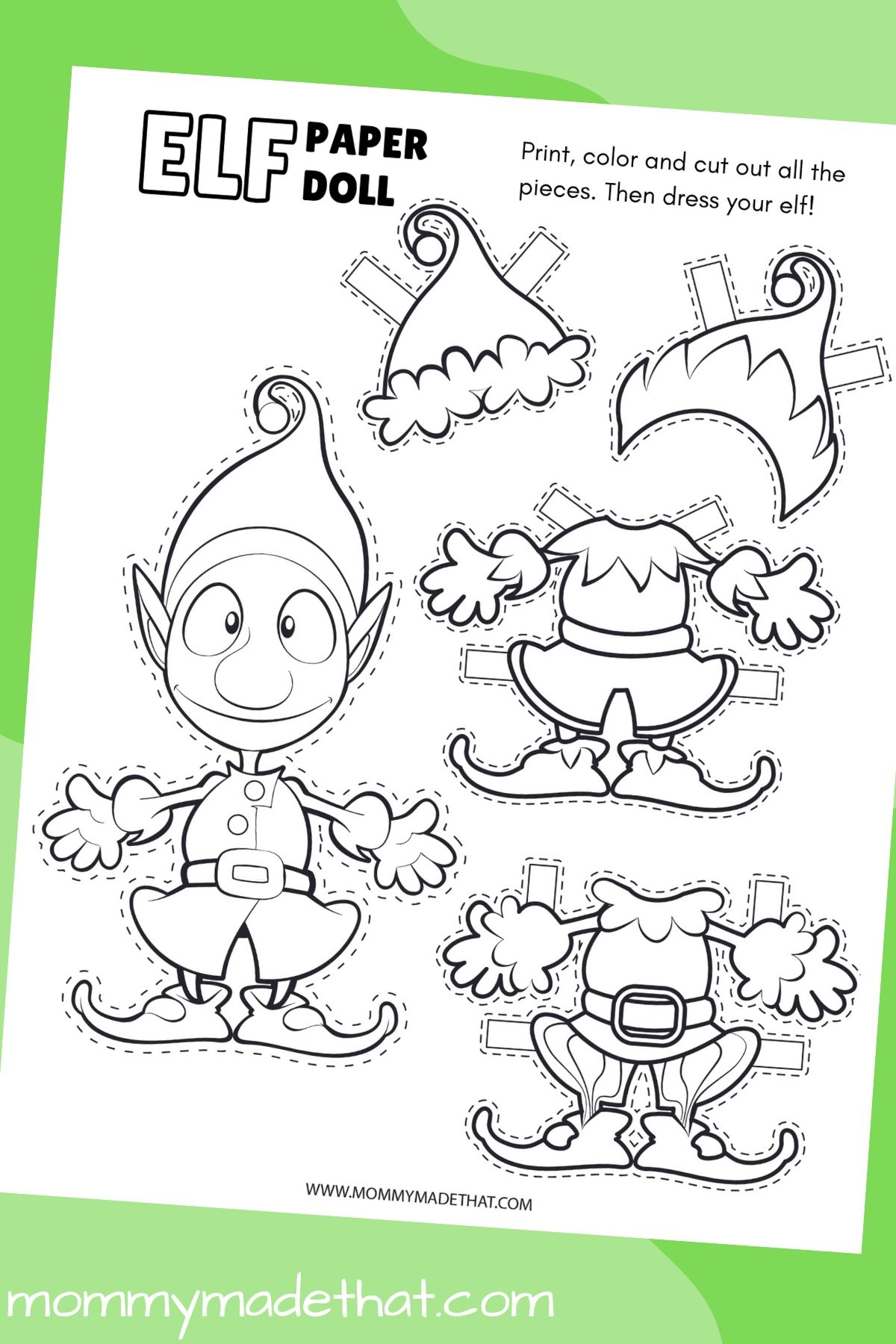 Elf Paper Doll Grab The Free Printable Template 
