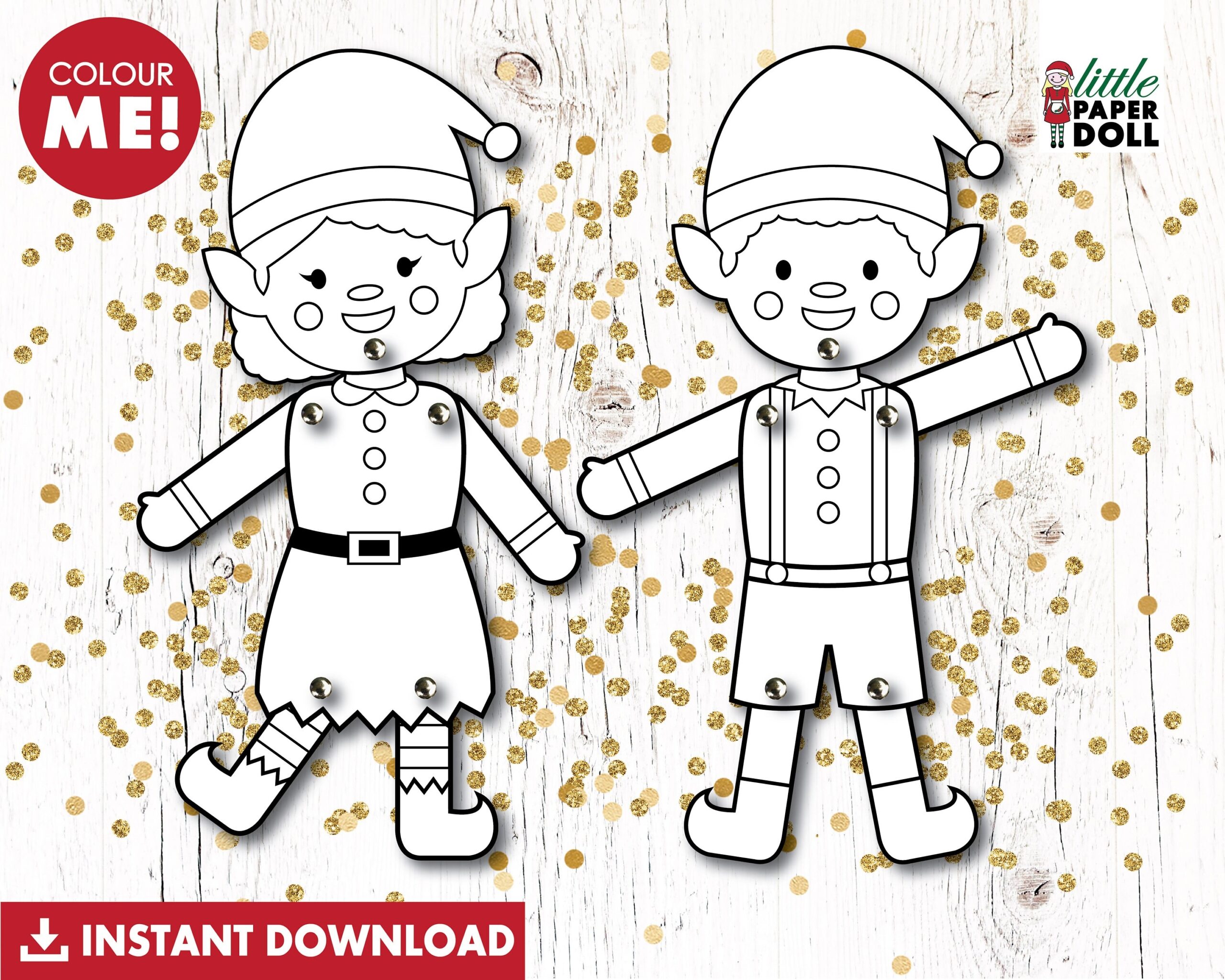 Elf Paper Dolls INSTANT DOWNLOAD Elf Paper Puppets Elf Christmas Cutout Activity DIY Elf Kids Christmas Craft Etsy