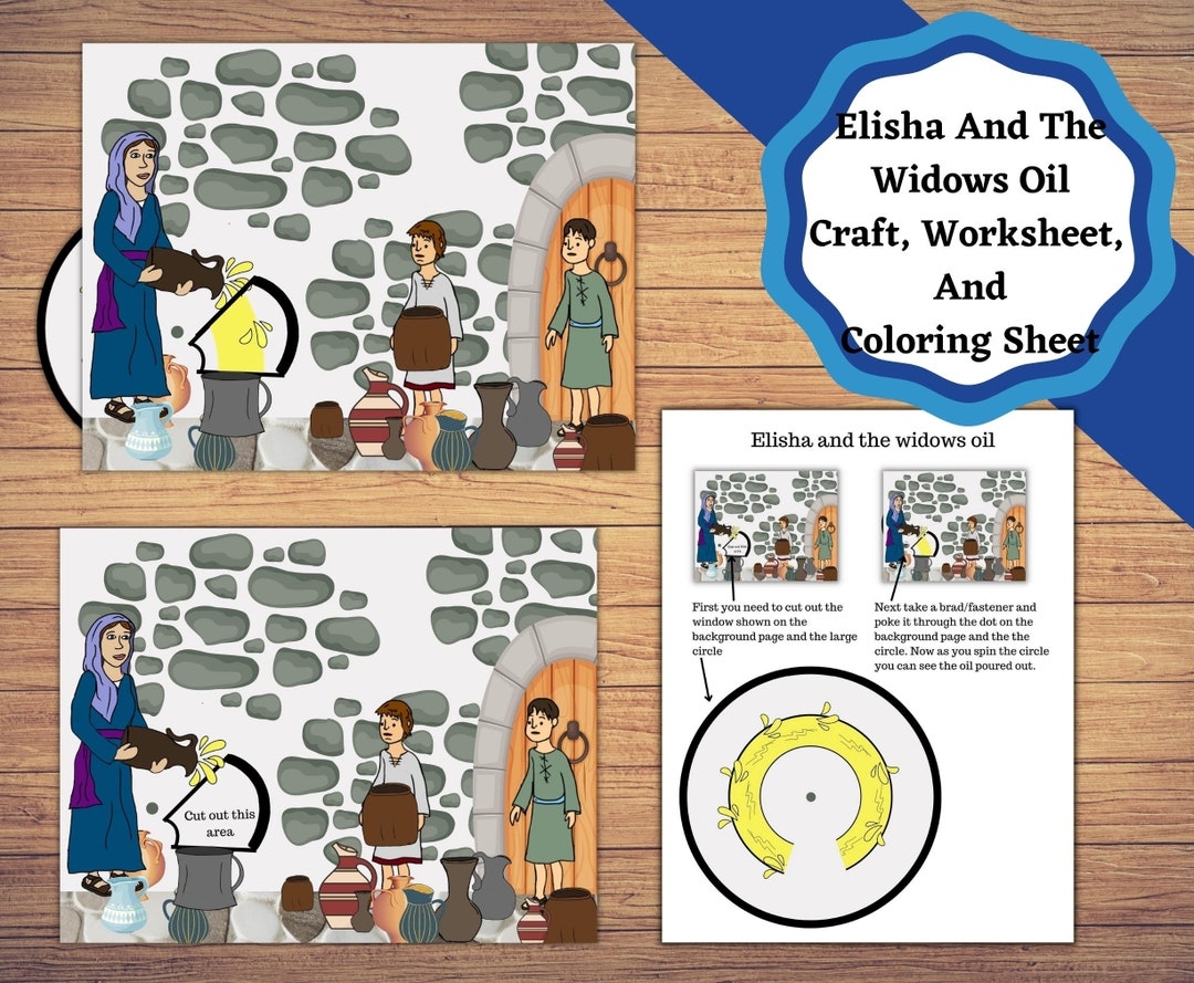 Elisha And The Widow s Oil Printable Bible Story Pages Craft And Coloring Page Etsy