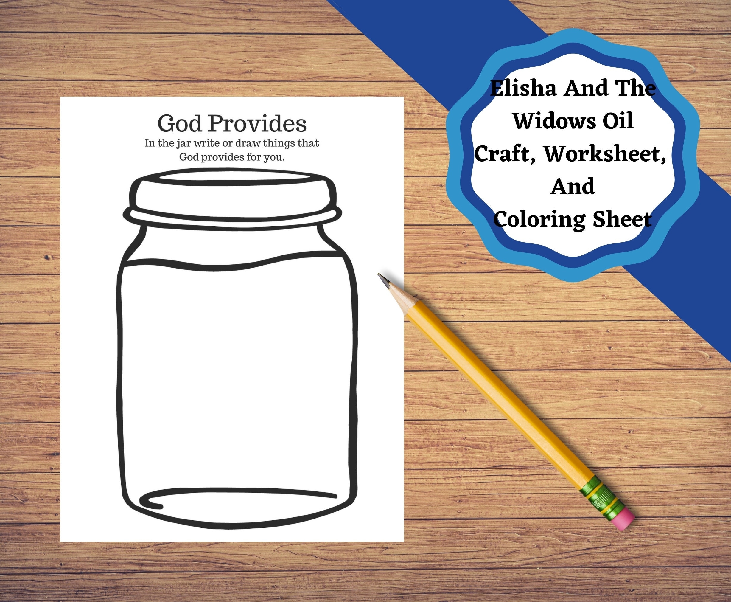 Elisha And The Widow s Oil Printable Bible Story Pages Craft And Coloring Page Etsy