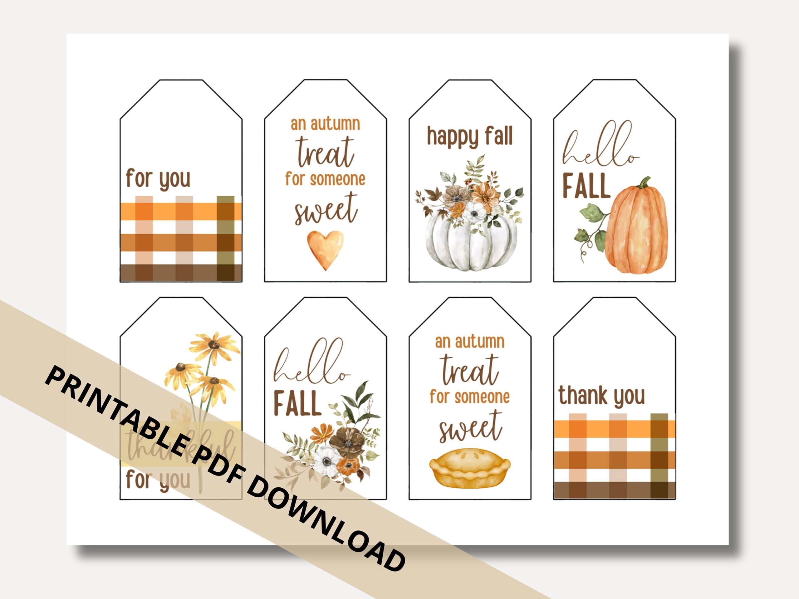 Fall Gift Tags Treat Tags Printable PDF Download Etsy