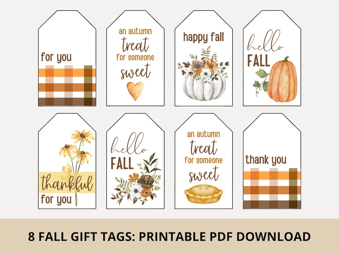 Fall Gift Tags Treat Tags Printable PDF Download Etsy