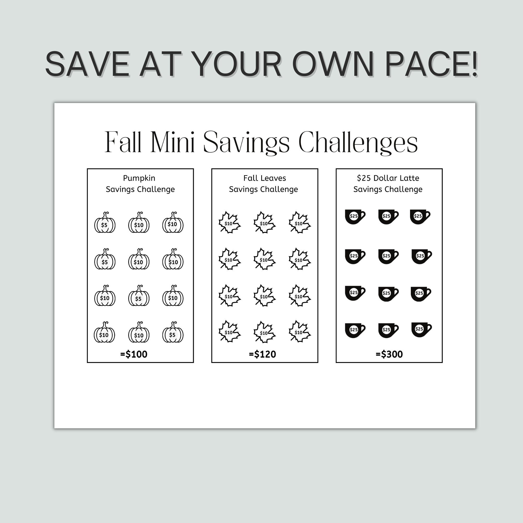 Fall Mini Savings Challenge Printable Savings Tracker Savings Challenge Savings Money Saving Challenge Fall Saving Challenge Financial Etsy