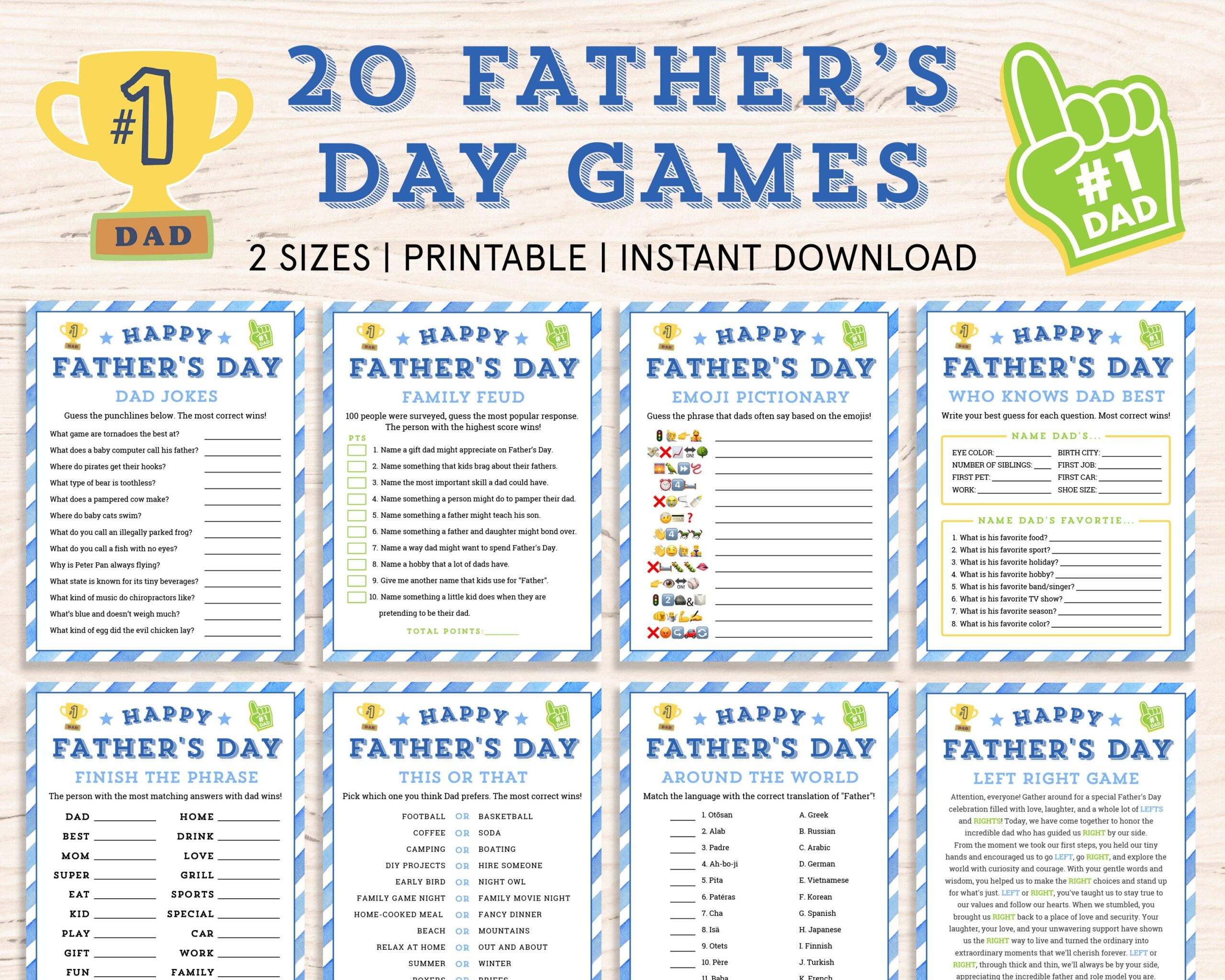 Father s Day Game Bundle Father s Day Games Father s Day Trivia Game Father s Day Quiz Family Games Father s Day Printable Etsy