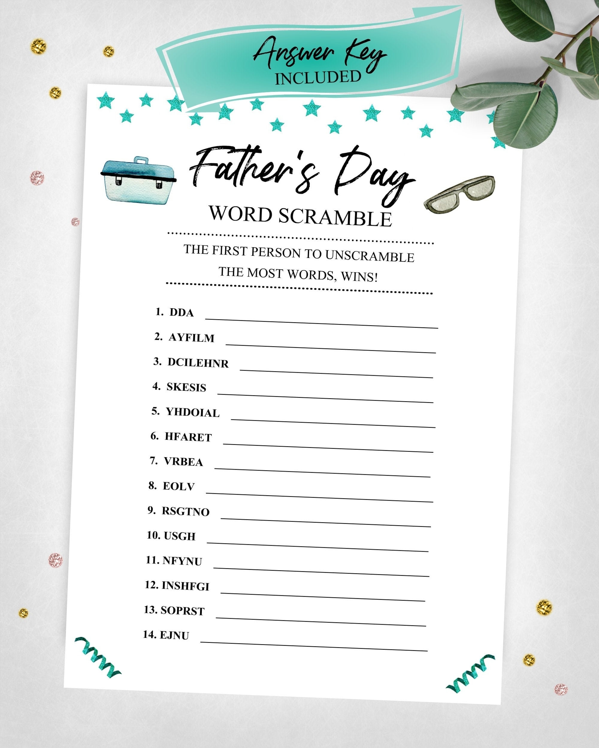 Father s Day Word Scramble Father s Day Holiday Game At Home Game Instant Digital Download Printable Game Etsy