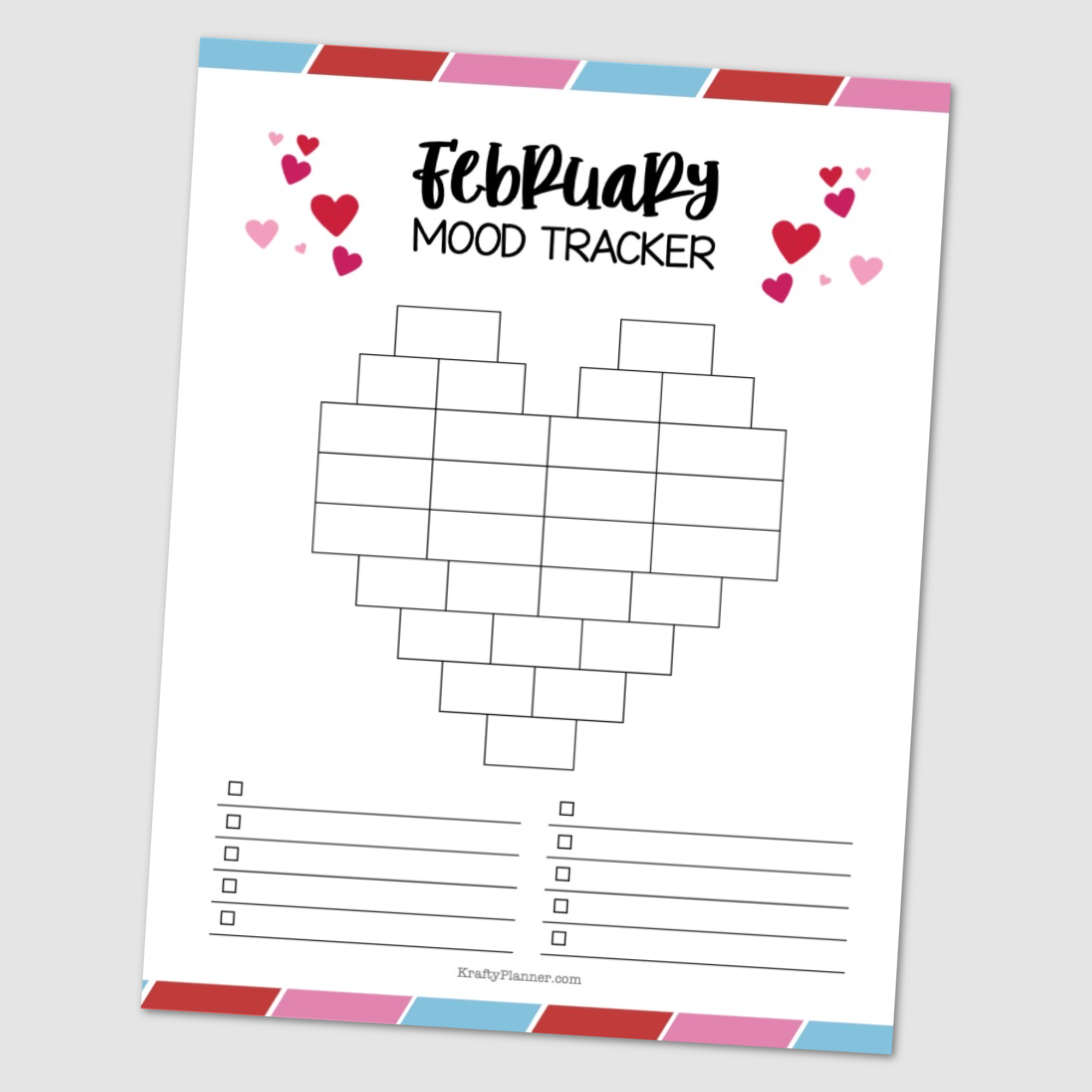 February Mood Tracker Heart Free Printable Krafty Planner