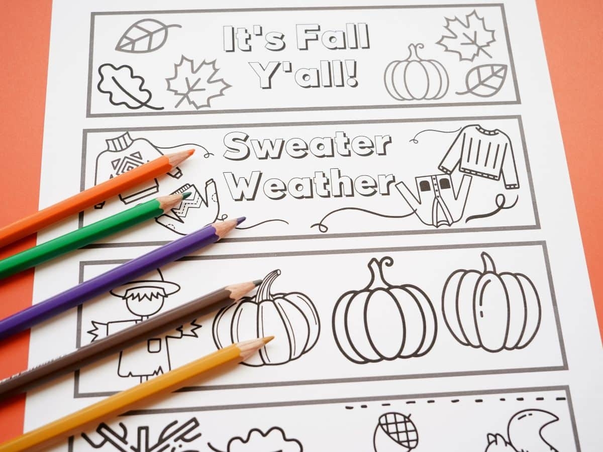 Festive Fall Bookmarks To Color For Kids
