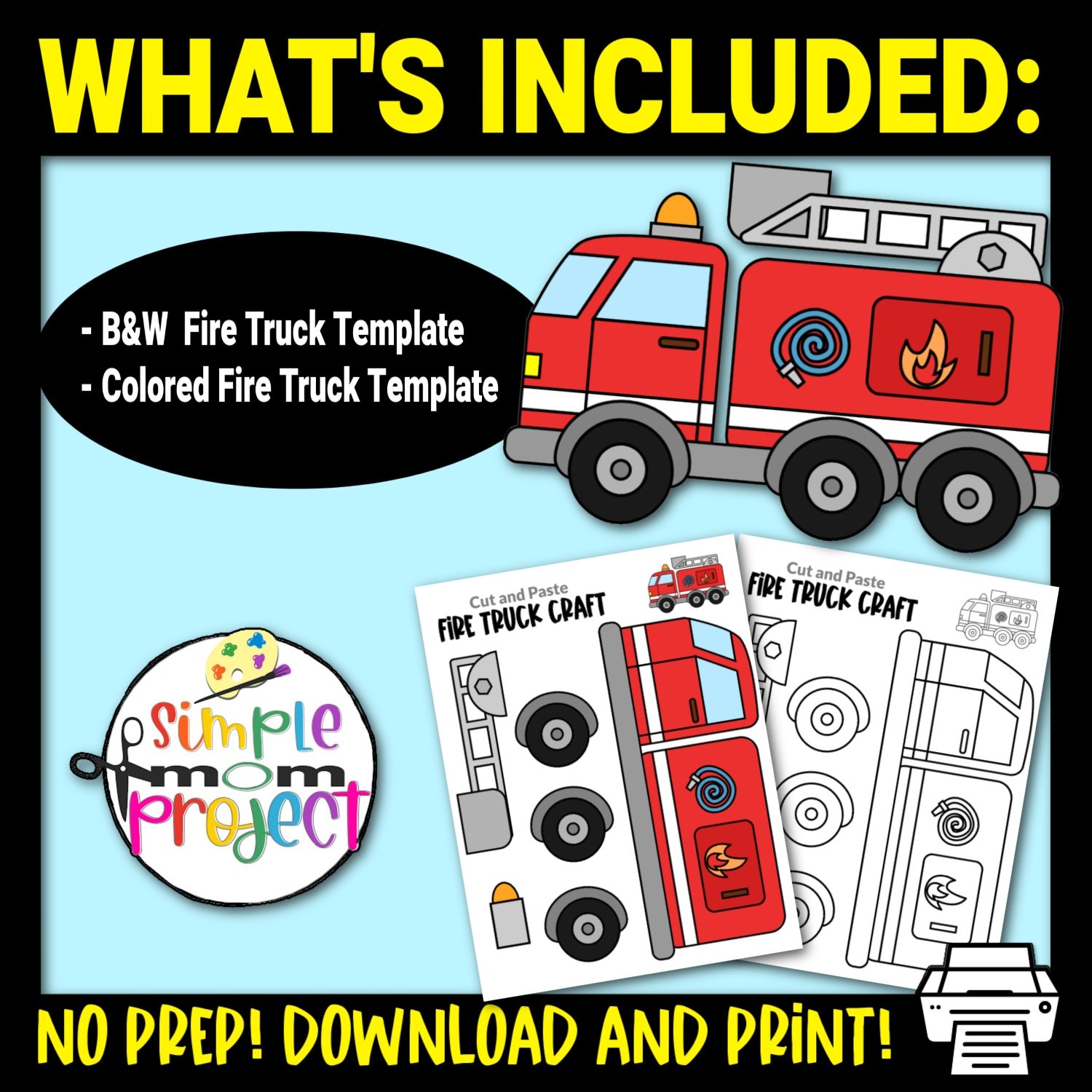 Fire Truck Cut And Paste Craft Simple Mom Project Store