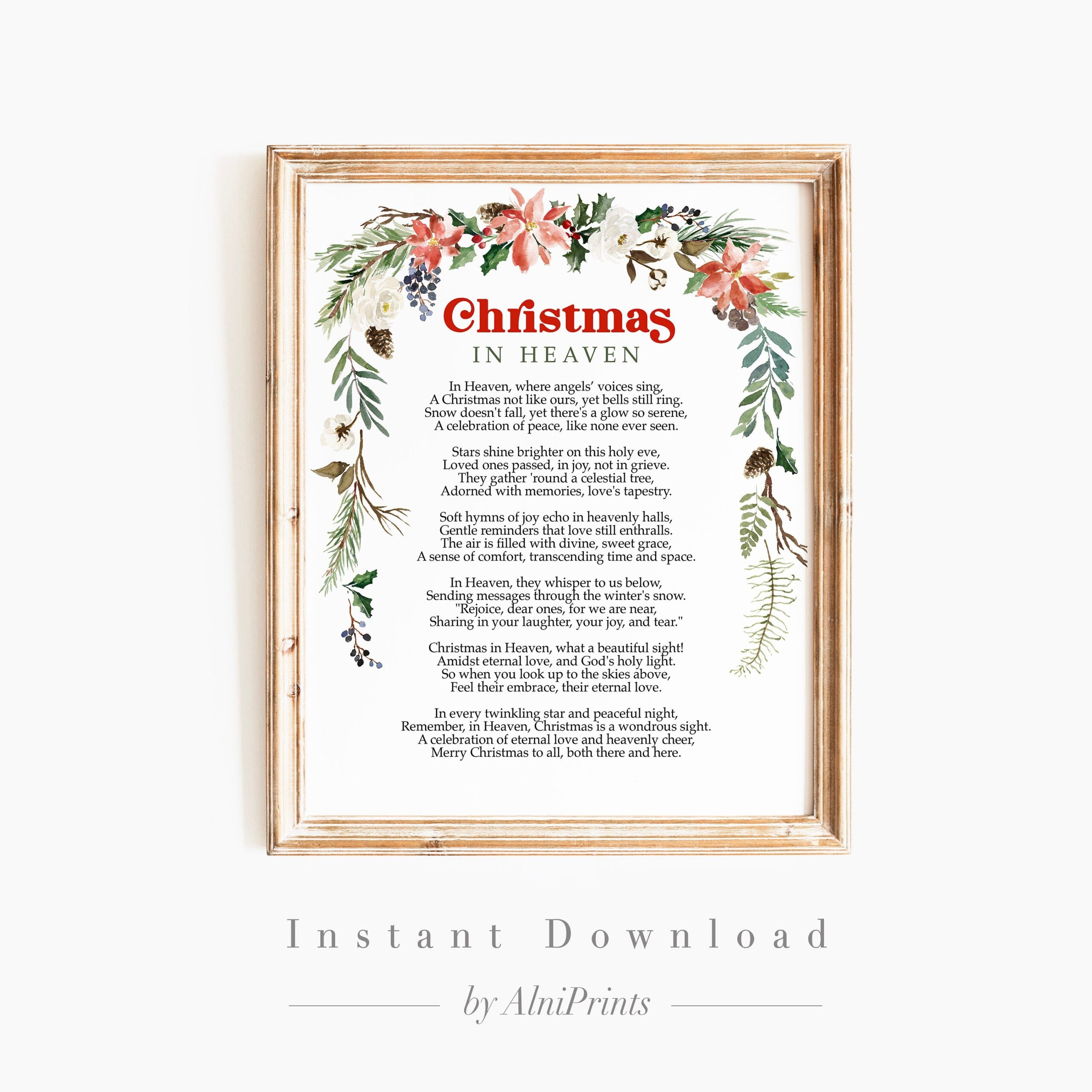 First Christmas In Heaven Printable Christian Poem Wall Art Remembrance Quote In Loving Memory Print Sympathy Gift Memorial Poem Card Etsy