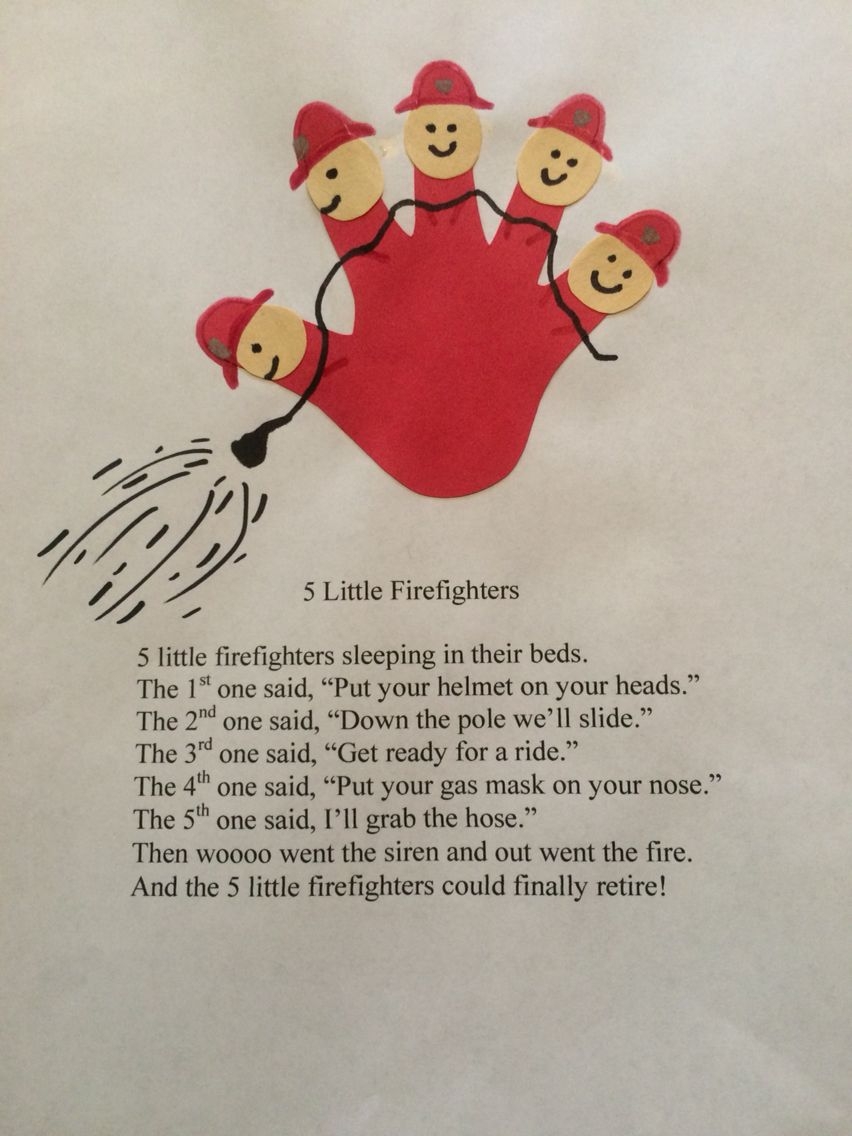 Five Little Firefighters Poem Fire Safety Preschool Crafts Fire Safety Preschool Fire Safety Crafts